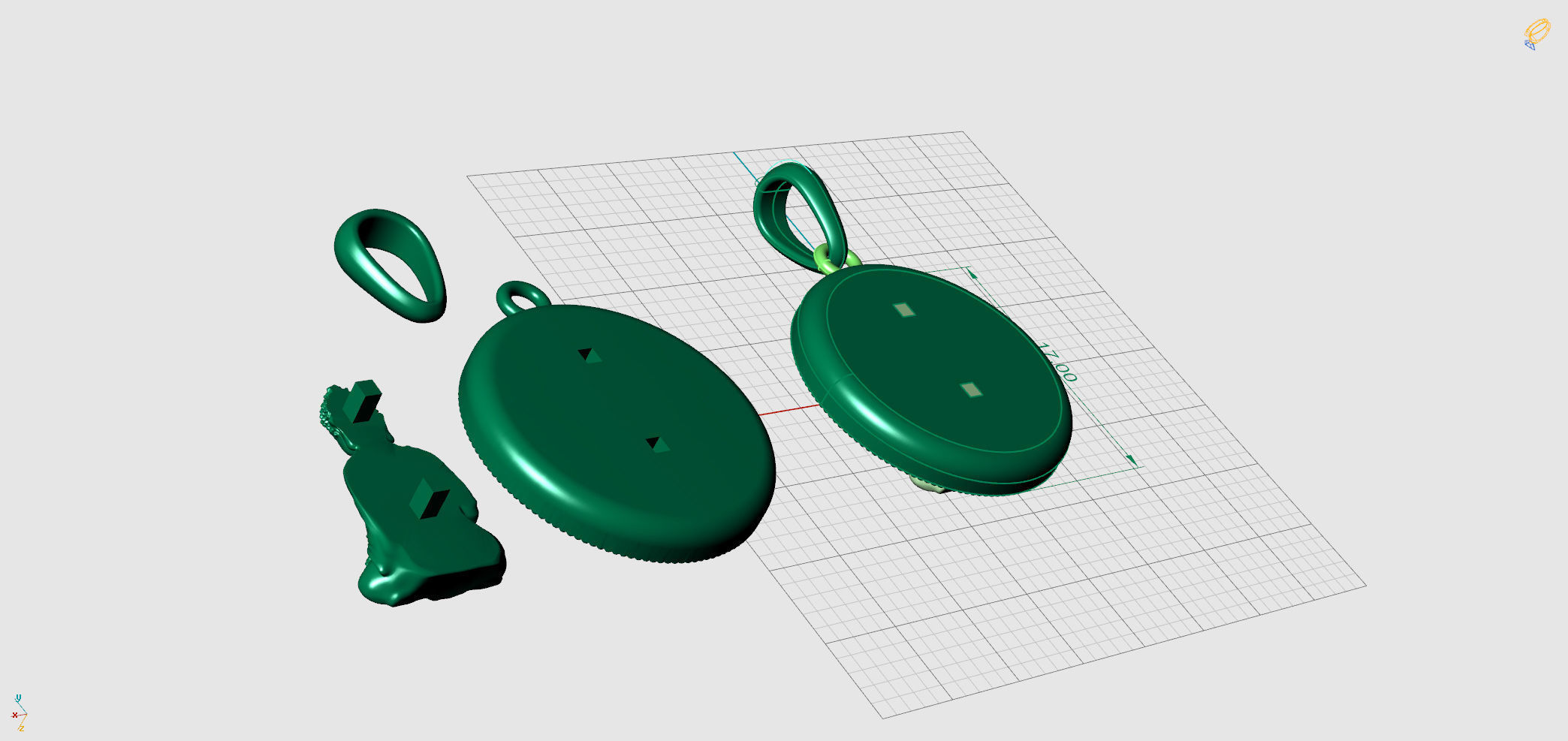 Buda Pendant with stones and Bail 3D print model_7