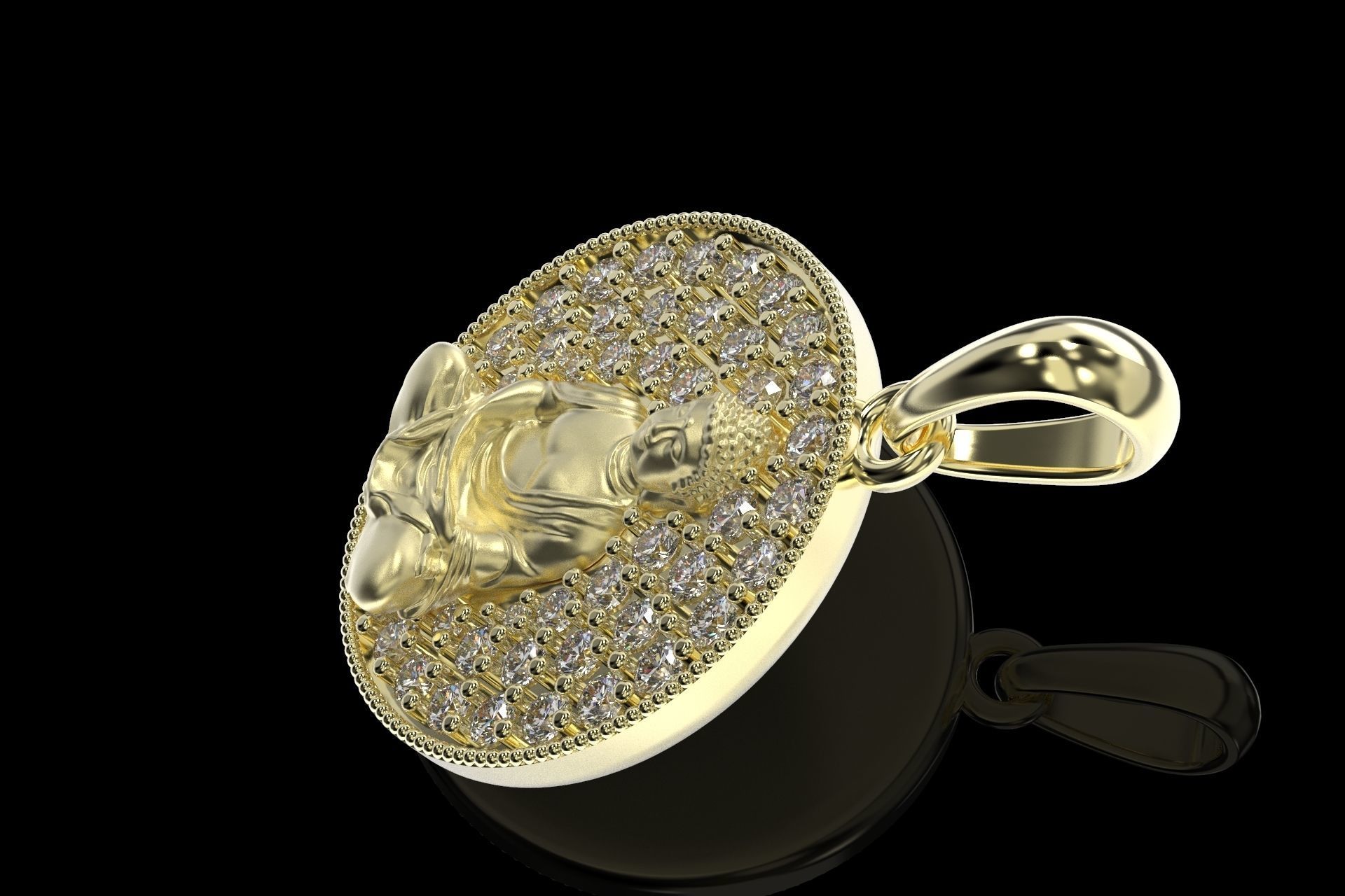 Buda Pendant with stones and Bail 3D print model_4