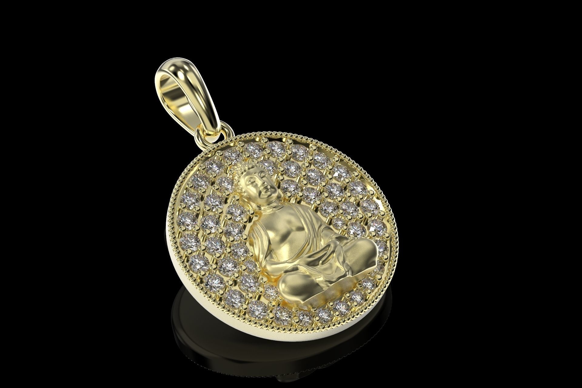 Buda Pendant with stones and Bail 3D print model_2