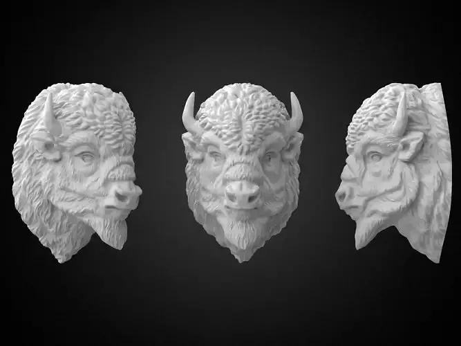 Bison Buffalo Head Sculpture 3D Printable model 3D print model