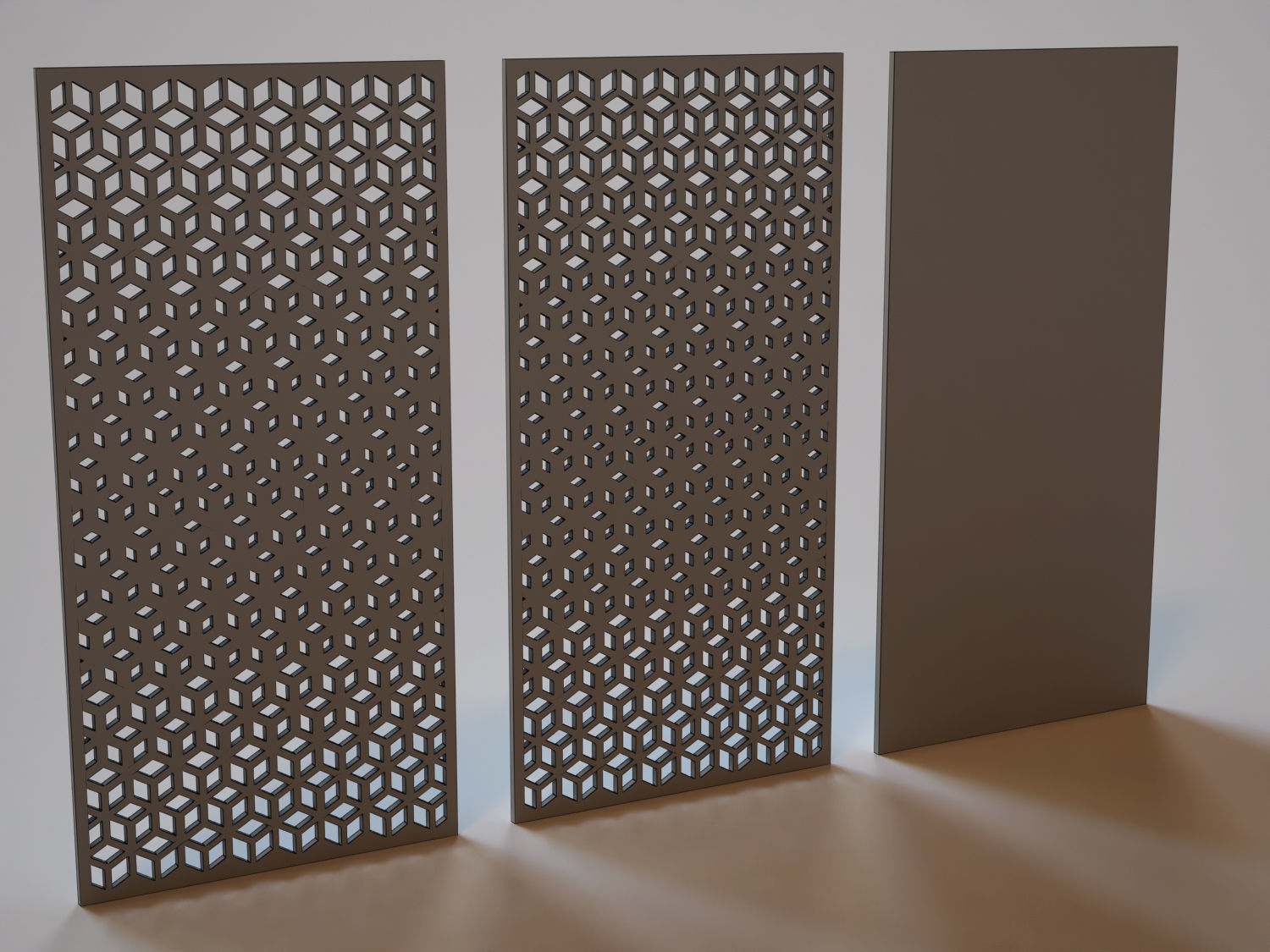 Partition set of three glass panels 3D model_1