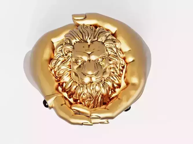 Lion hand ring Silver Gold  Print
