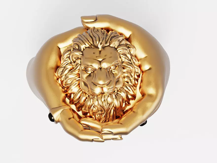 Lion hand ring Silver Gold Print 3D print model