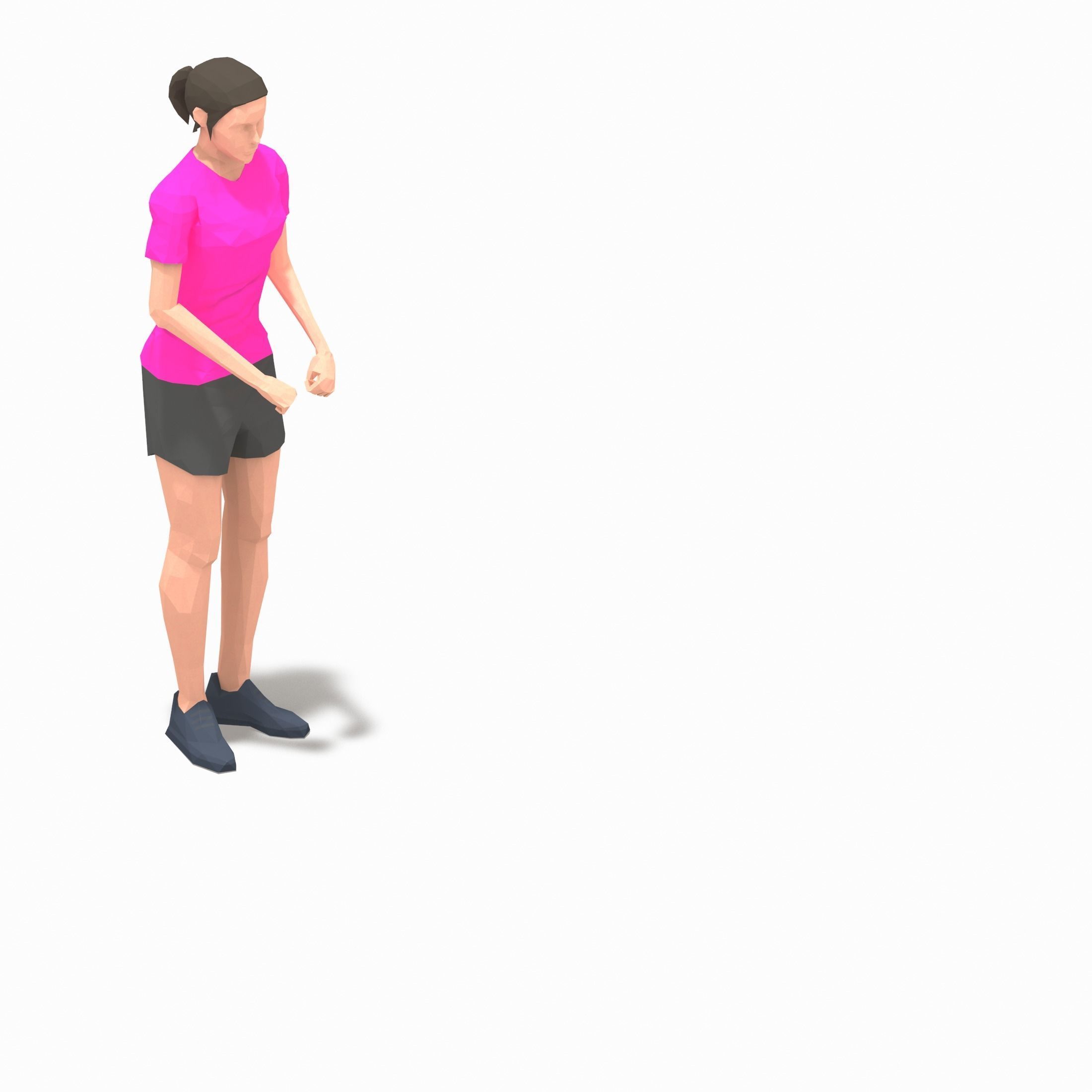 board jump with shuffle back Exercise Woman Animation Low-poly 3D model_2