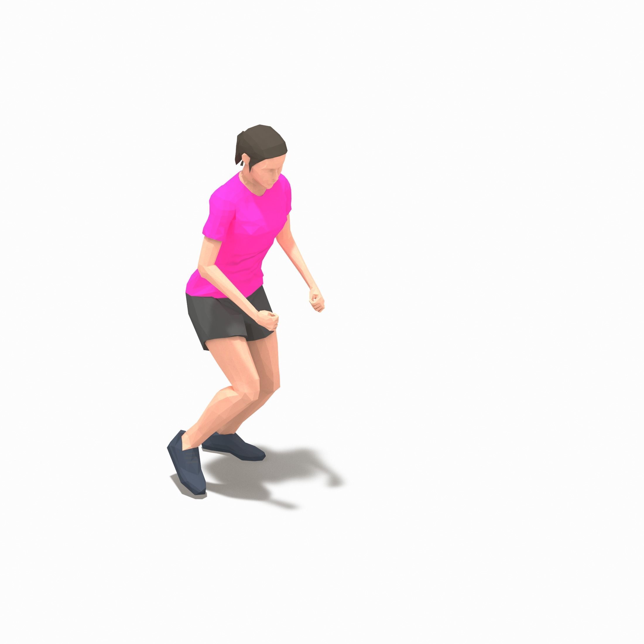 board jump with shuffle back Exercise Woman Animation Low-poly 3D model_13