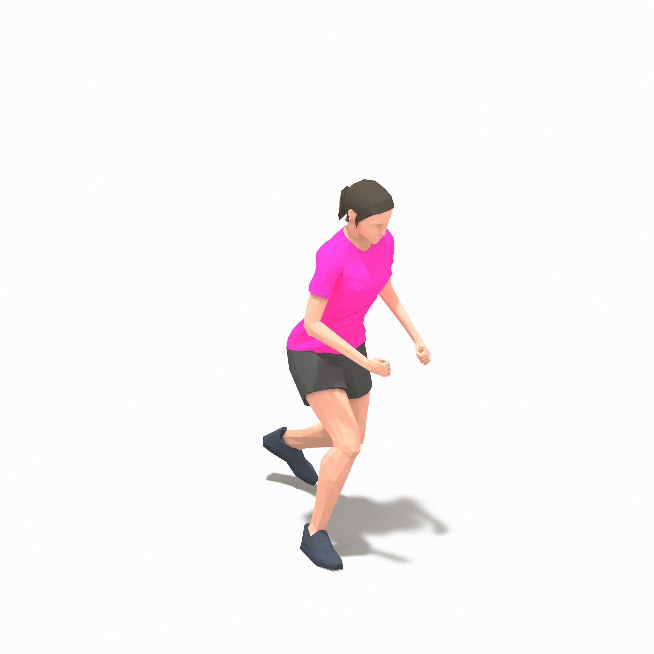 board jump with shuffle back Exercise Woman Animation Low-poly 3D model_12