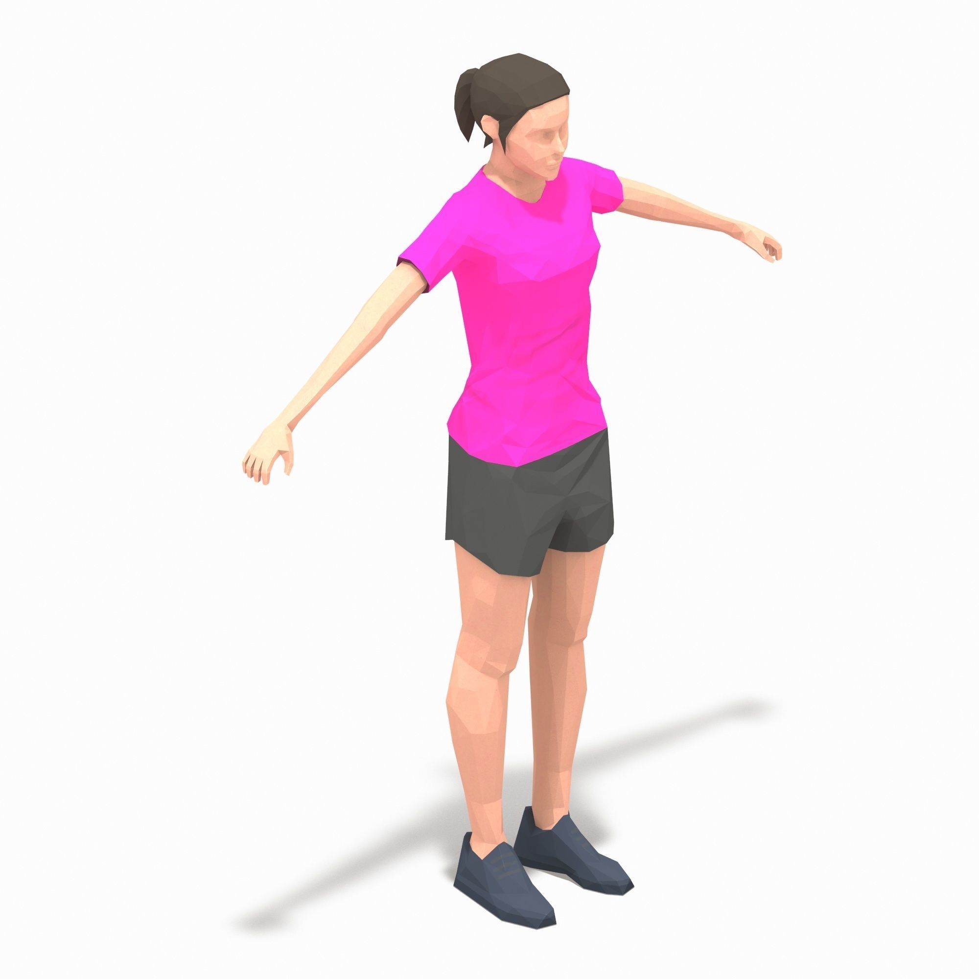 board jump with shuffle back Exercise Woman Animation Low-poly 3D model_17