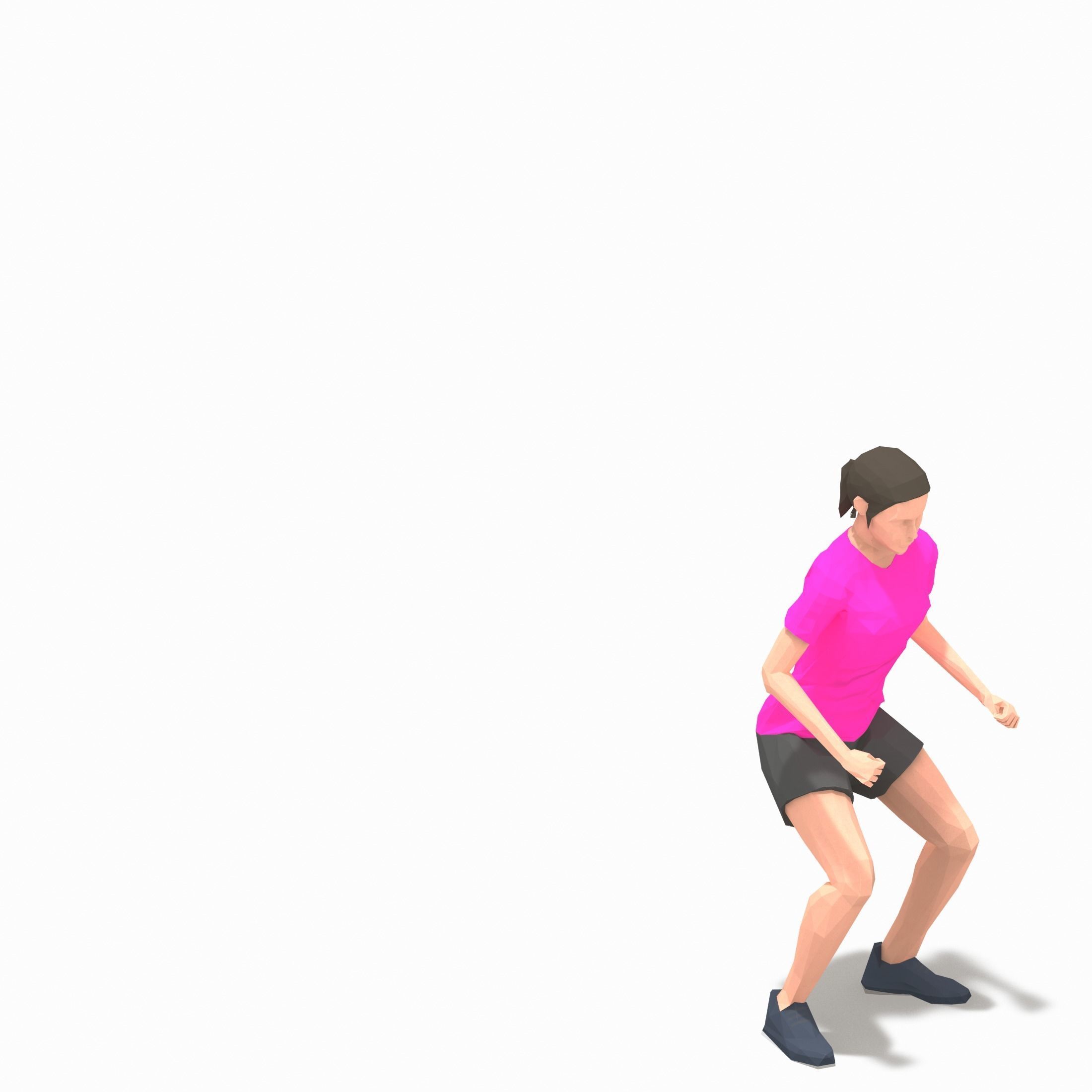 board jump with shuffle back Exercise Woman Animation Low-poly 3D model_9