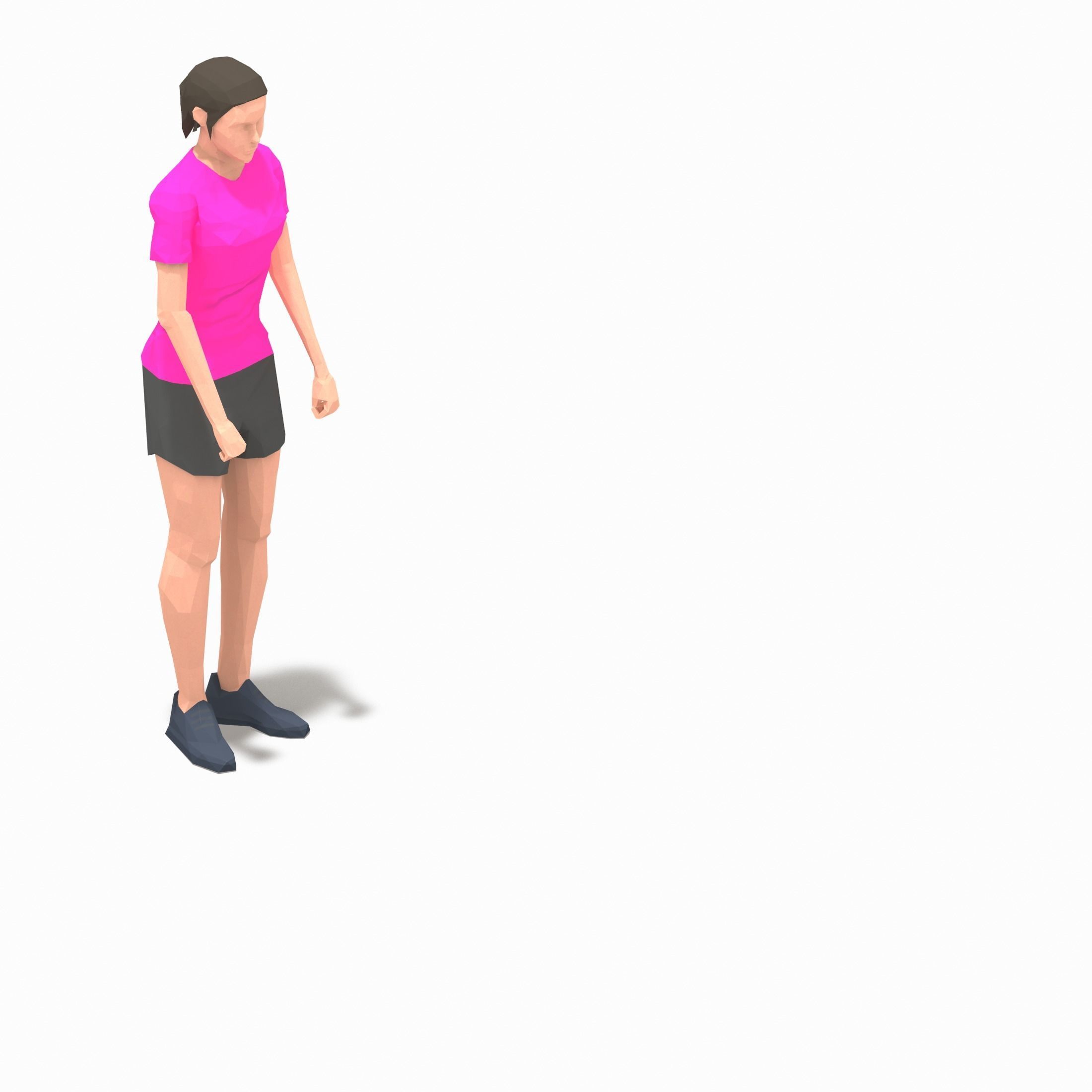 board jump with shuffle back Exercise Woman Animation Low-poly 3D model_1