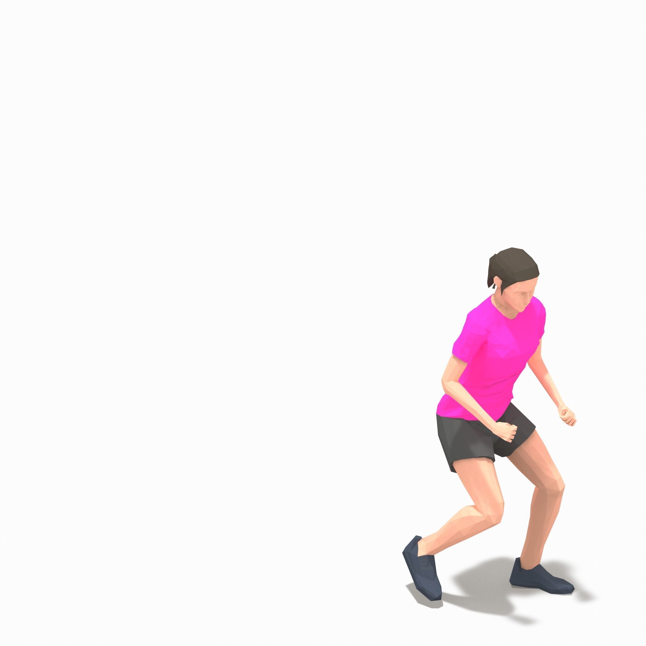 board jump with shuffle back Exercise Woman Animation Low-poly 3D model_10