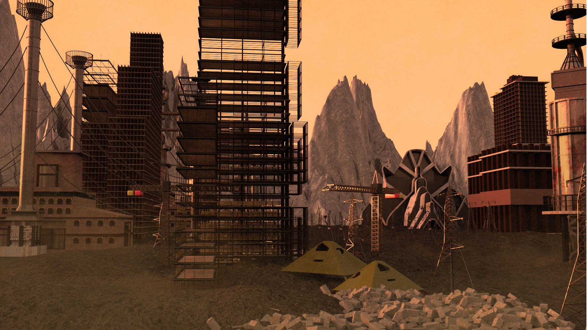 Sci-Fi Cyberpunk City and Desert Pack Low-poly 3D model_2