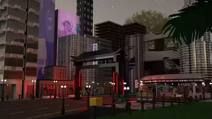 Sci-Fi Cyberpunk City and Desert Pack Low-poly 3D model