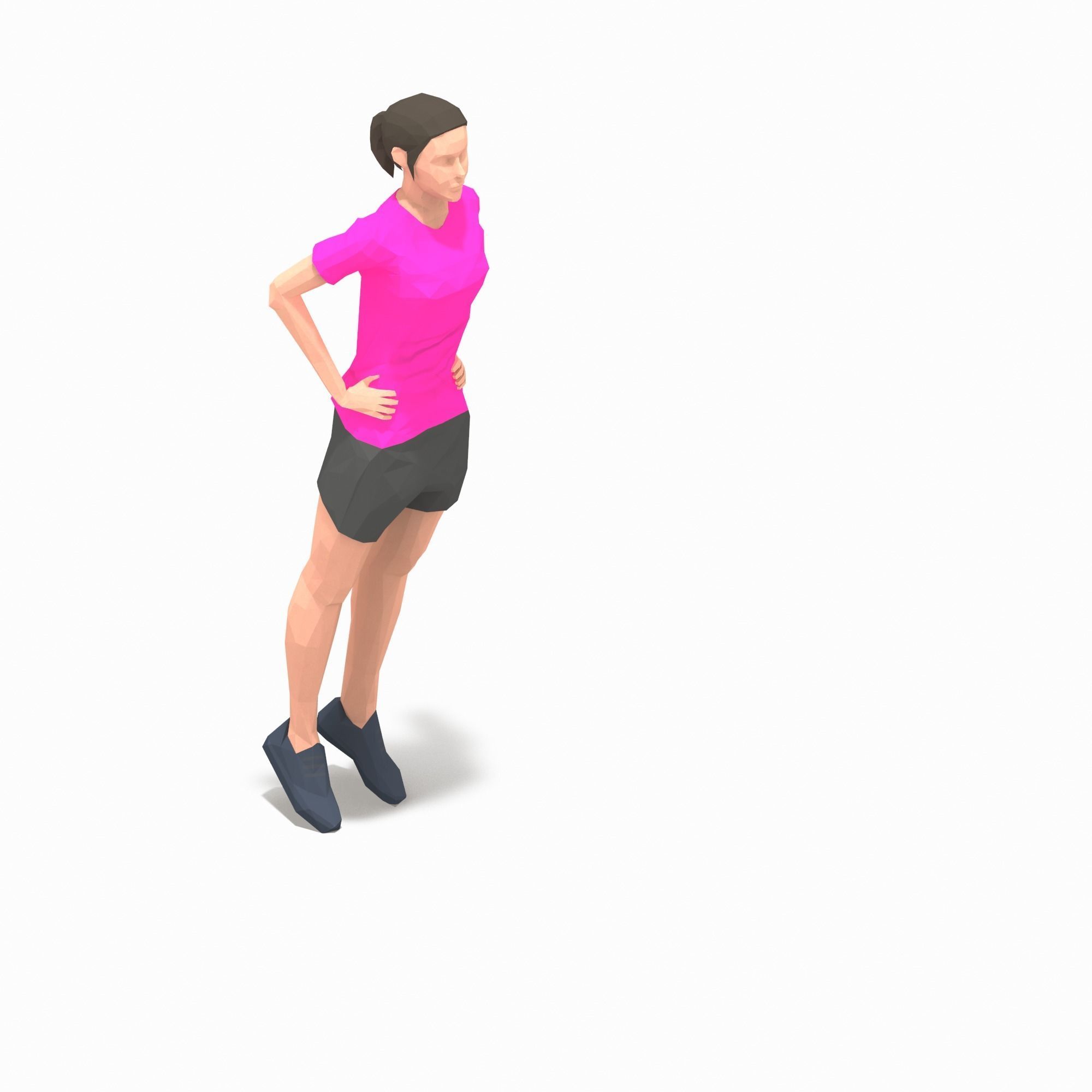 Frog jump Exercise Woman Animation Low-poly 3D model_1