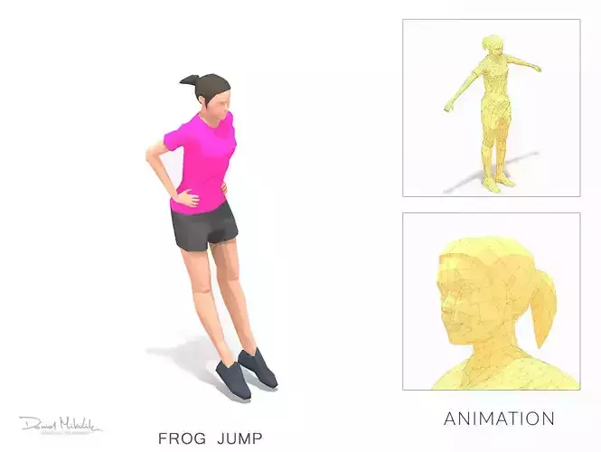 Frog jump Exercise Woman Animation