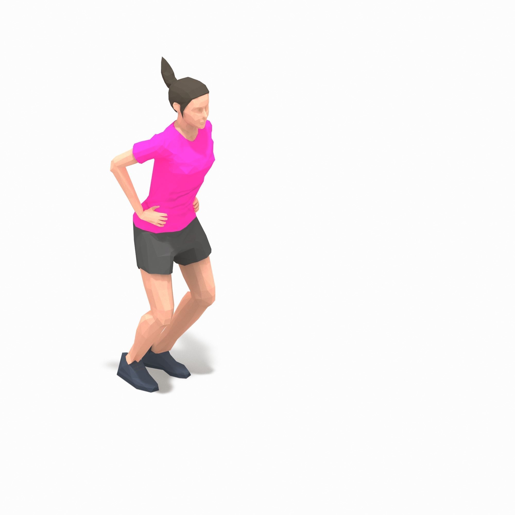 Frog jump Exercise Woman Animation Low-poly 3D model_8