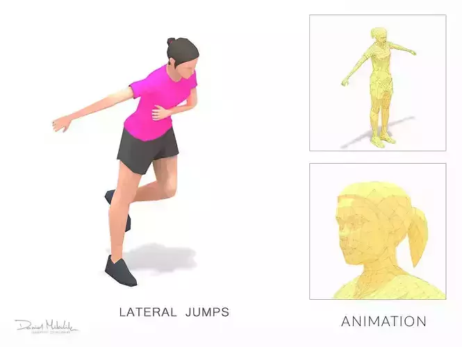 lateral jump Exercise Woman Animation