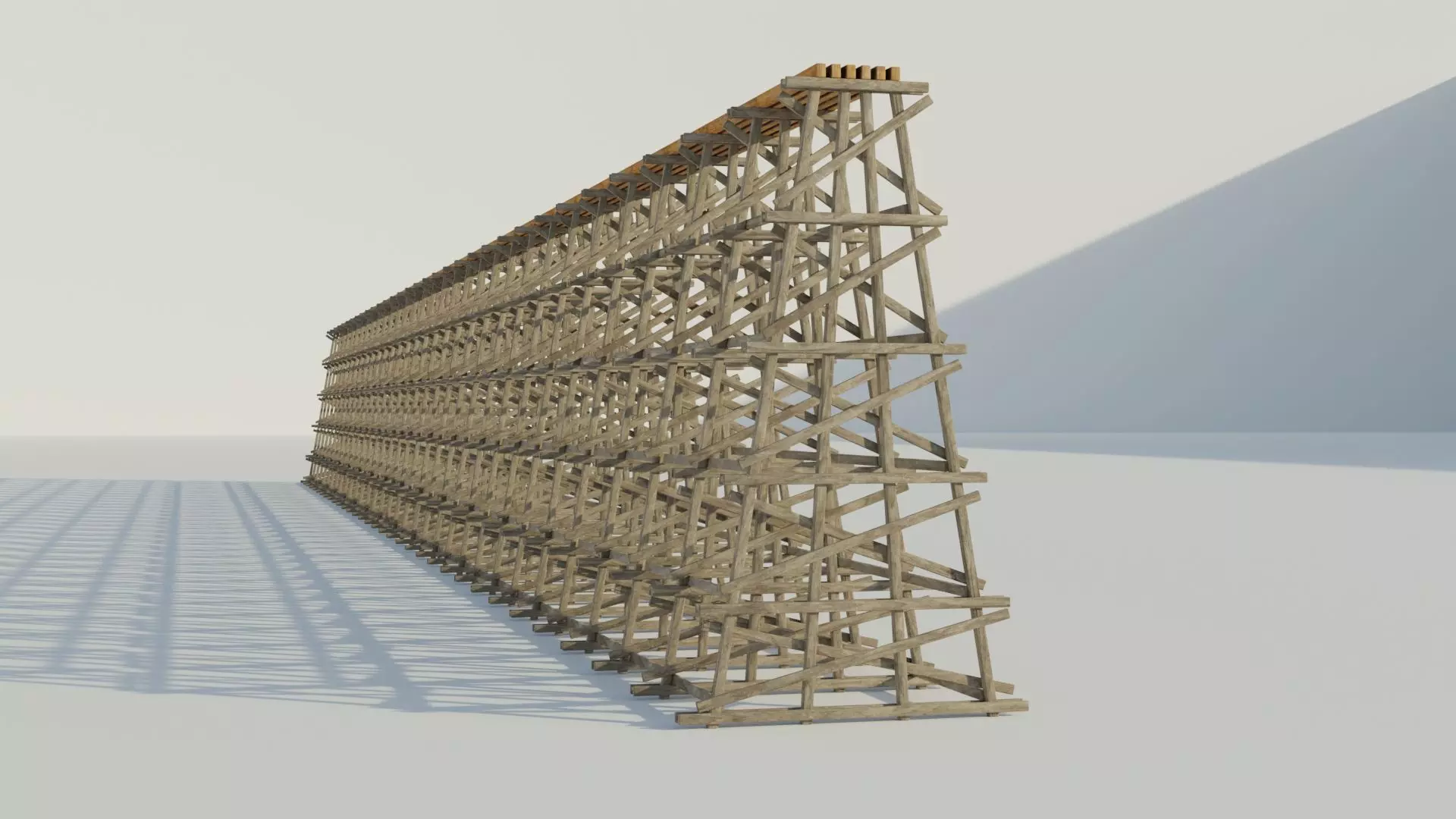 Wood trestle bridge 3D model PBR materials   Low-poly 3D model_0