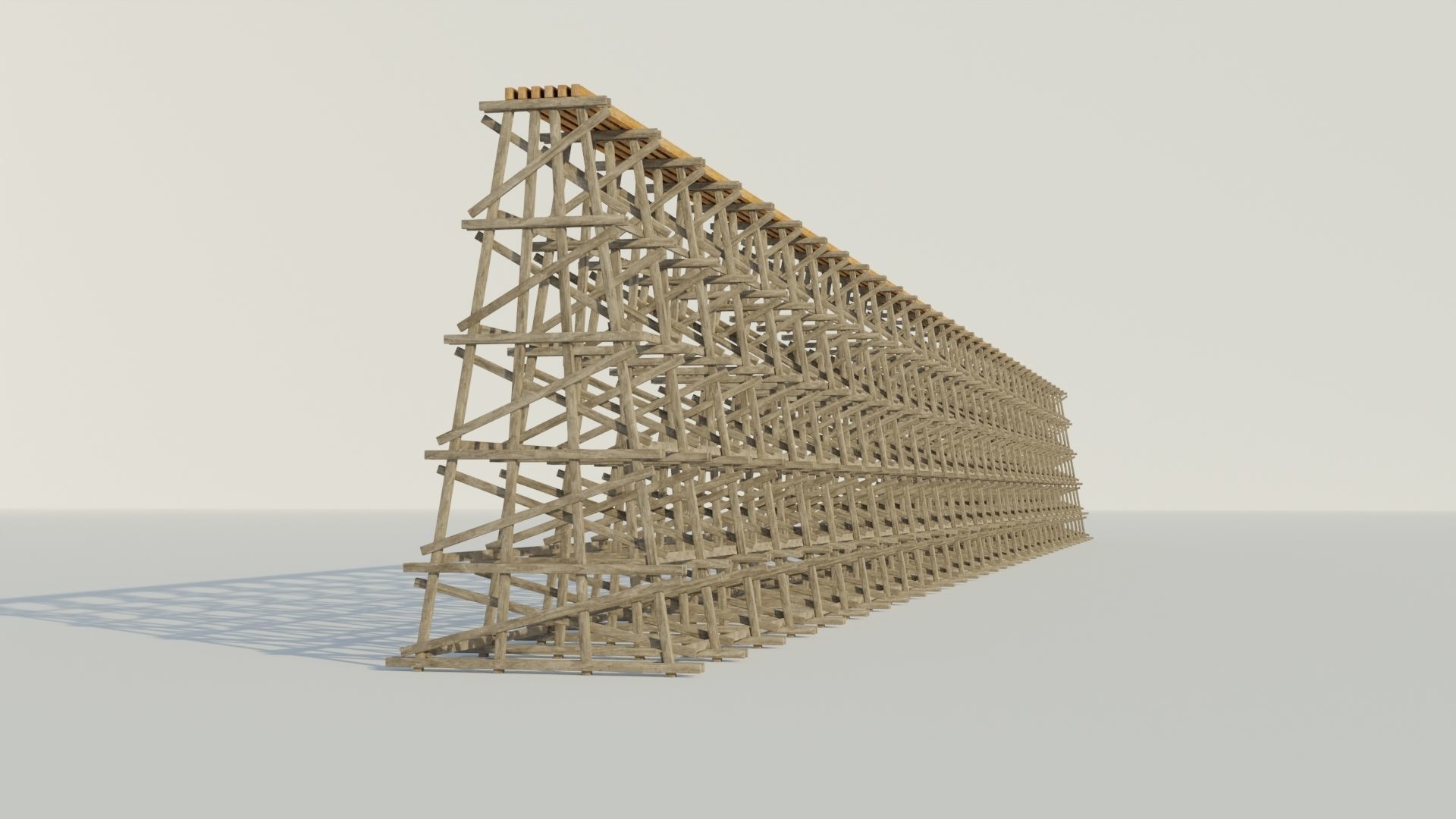 Wood trestle bridge 3D model PBR materials   Low-poly 3D model_7