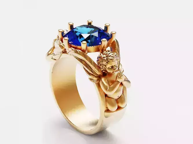 praying baby angel ring Silver Gold  Print