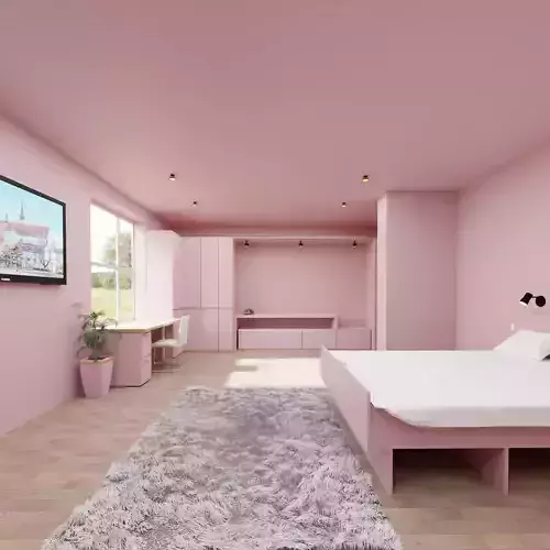 Pink Hotel Room