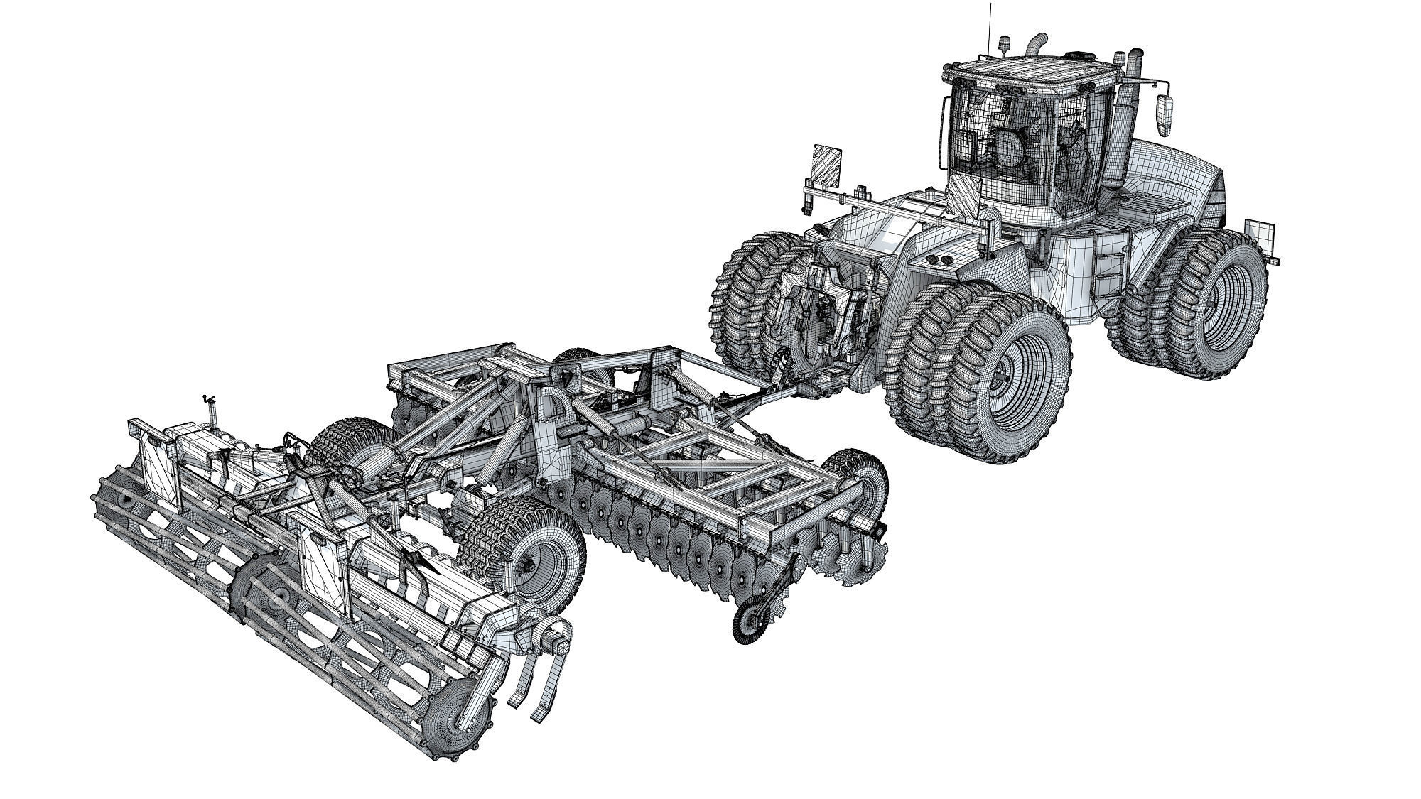 Tractor with Trailed Disc Harrow 3D model_18