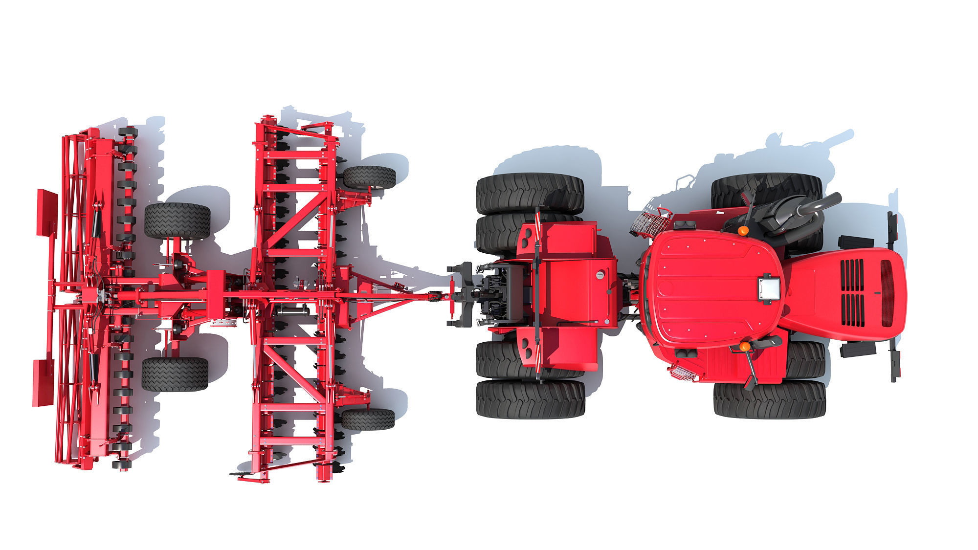 Tractor with Trailed Disc Harrow 3D model_9
