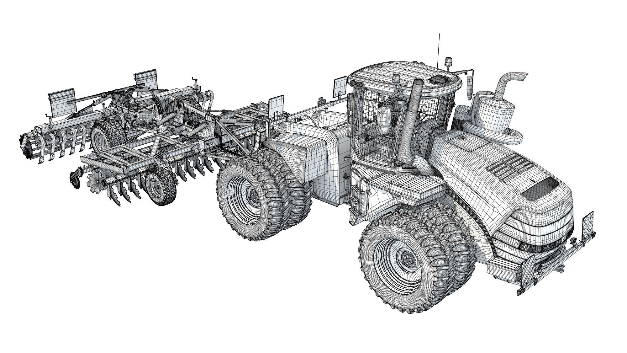 Tractor with Trailed Disc Harrow 3D model_19