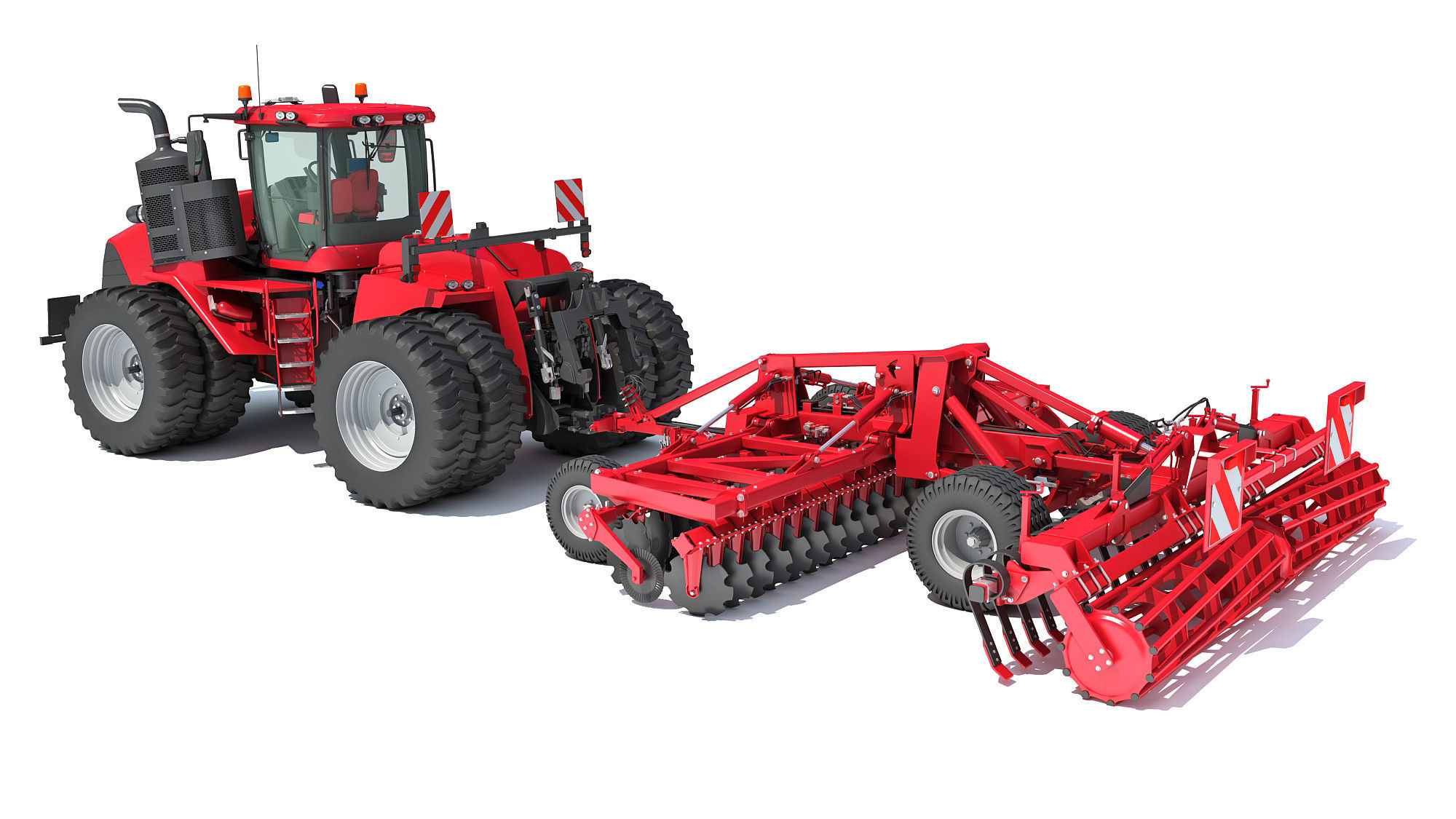 Tractor with Trailed Disc Harrow 3D model_3