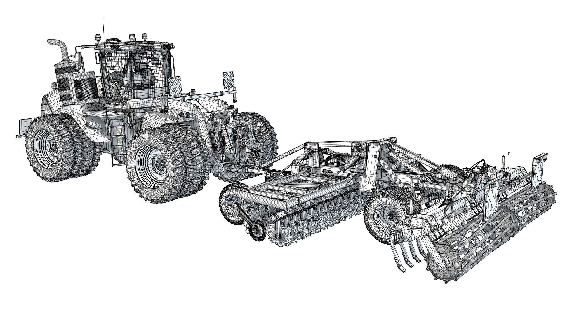 Tractor with Trailed Disc Harrow 3D model_17