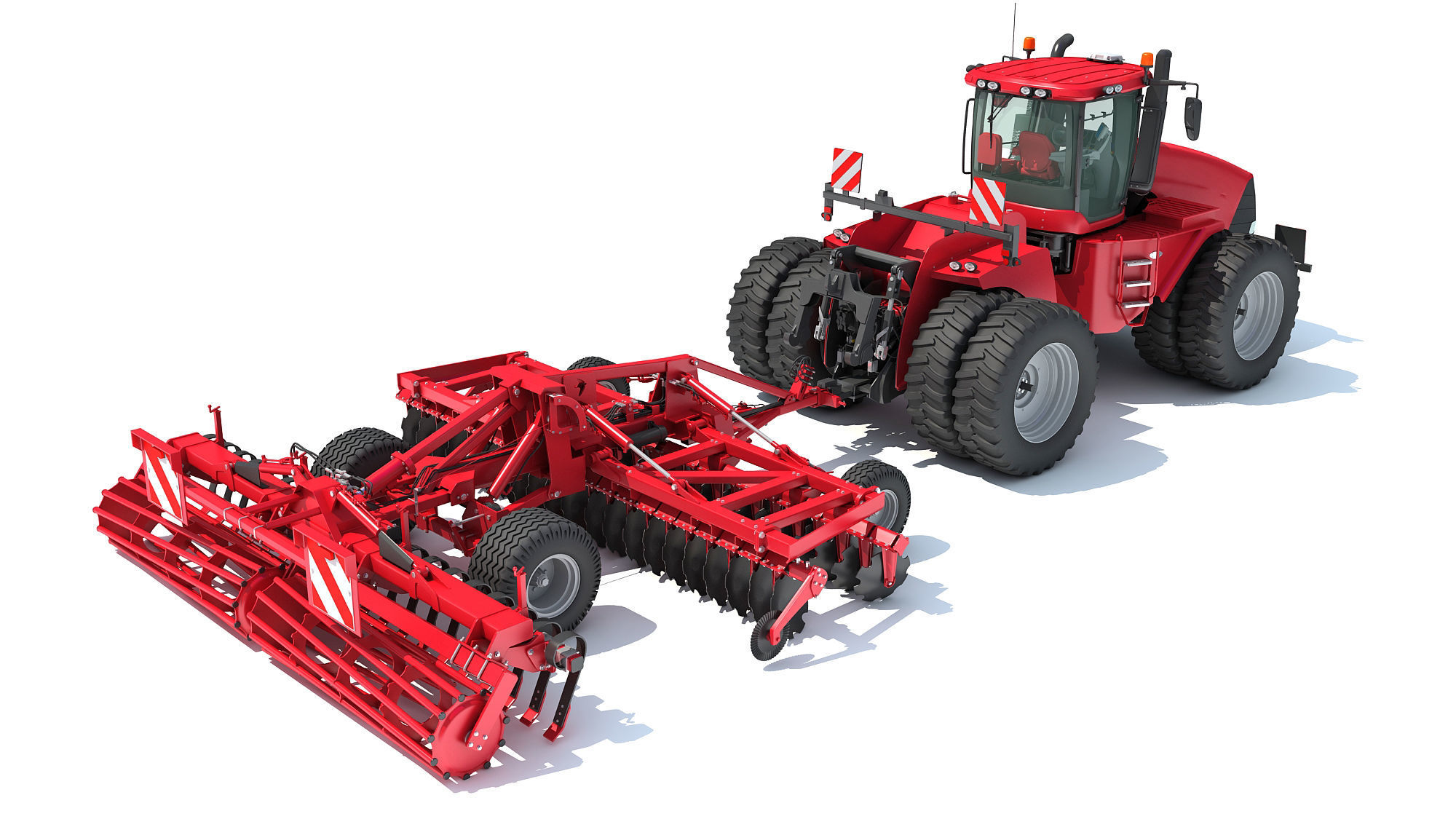 Tractor with Trailed Disc Harrow 3D model_5