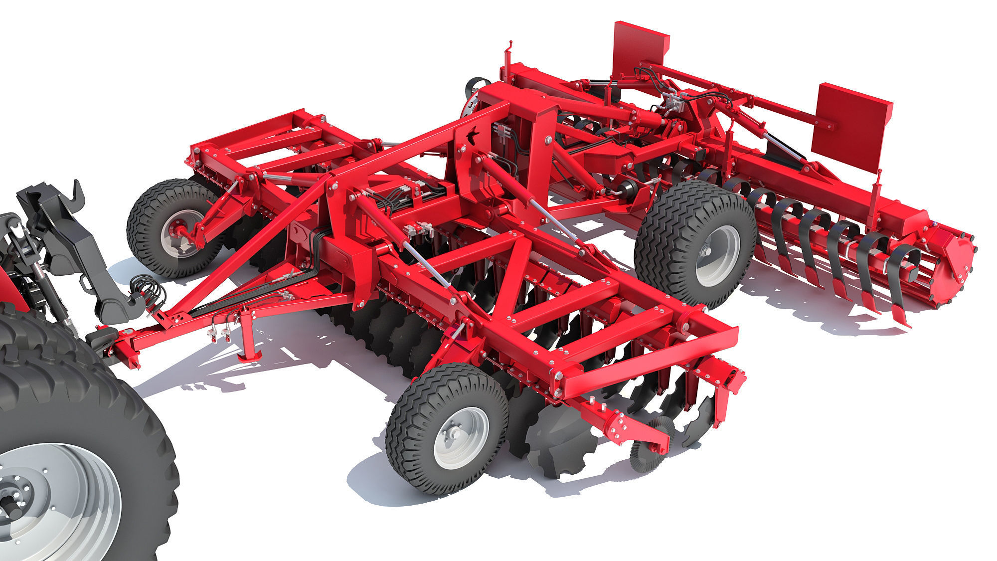 Tractor with Trailed Disc Harrow 3D model_12