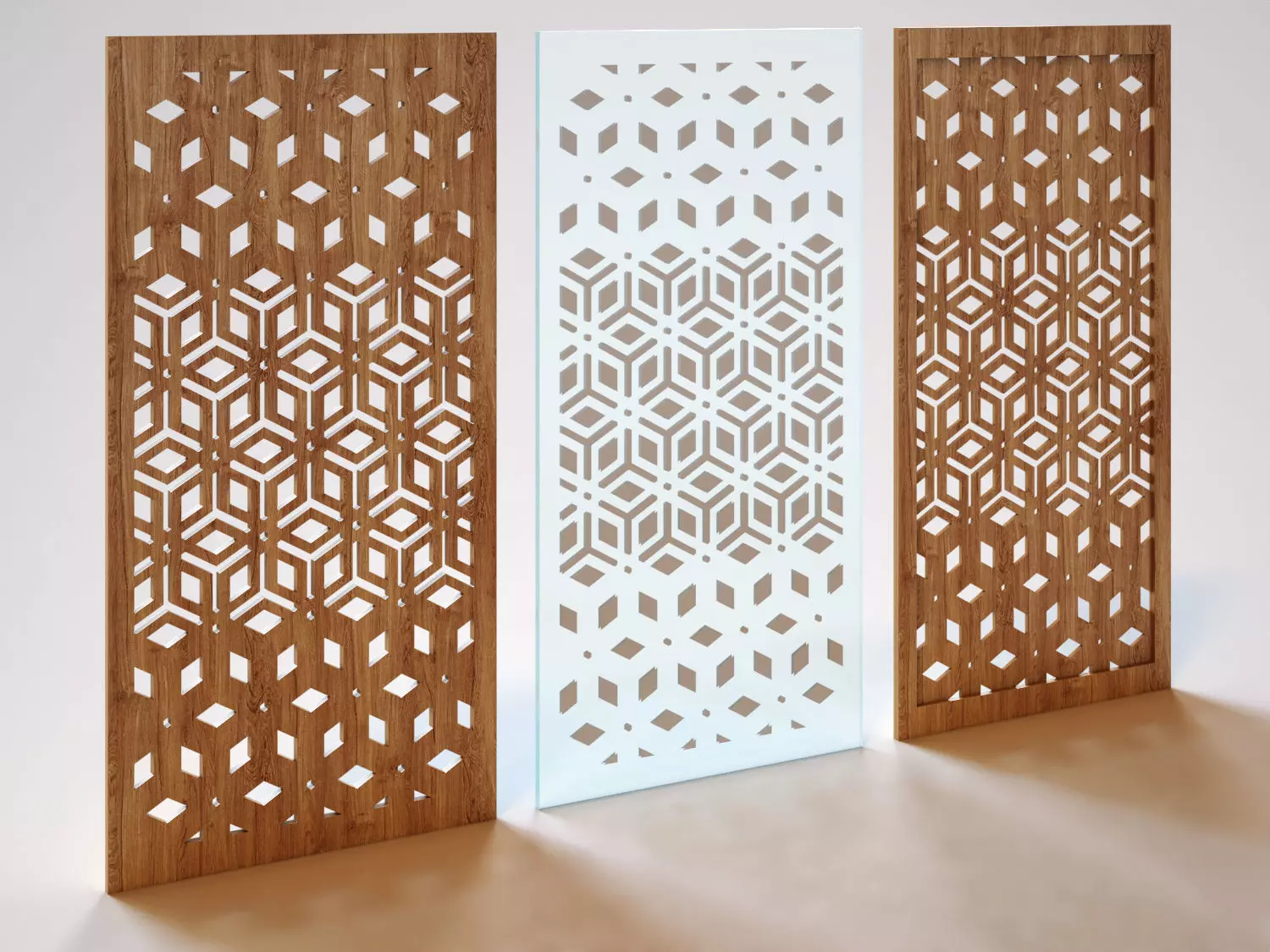 Partition laser cut stencils - geometric pattern 3D model_0