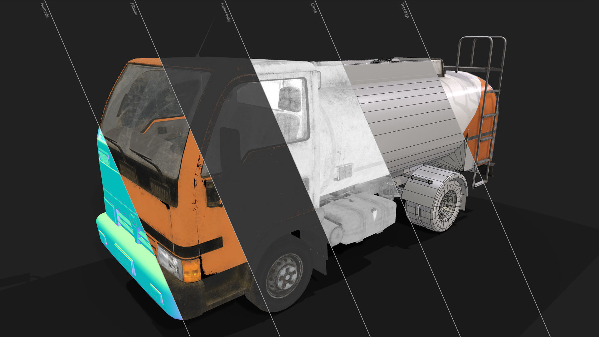 Light Truck Cistern Low-poly 3D model_13