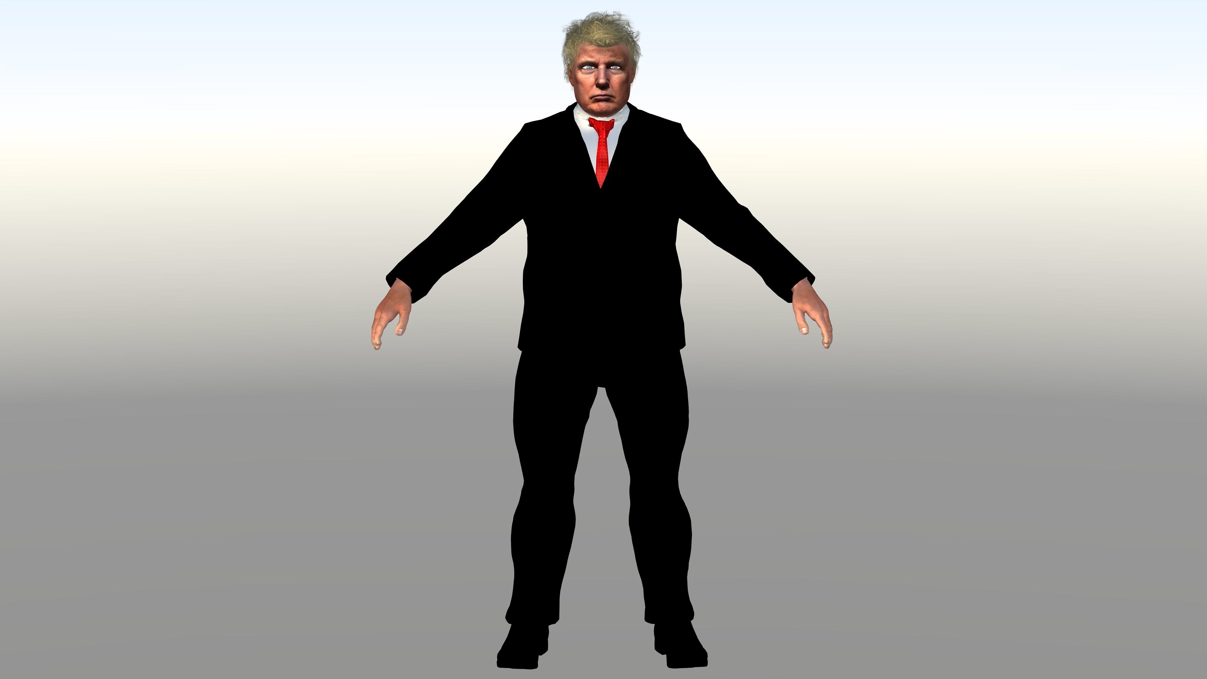 Donald Trump with Animation 3D model_2
