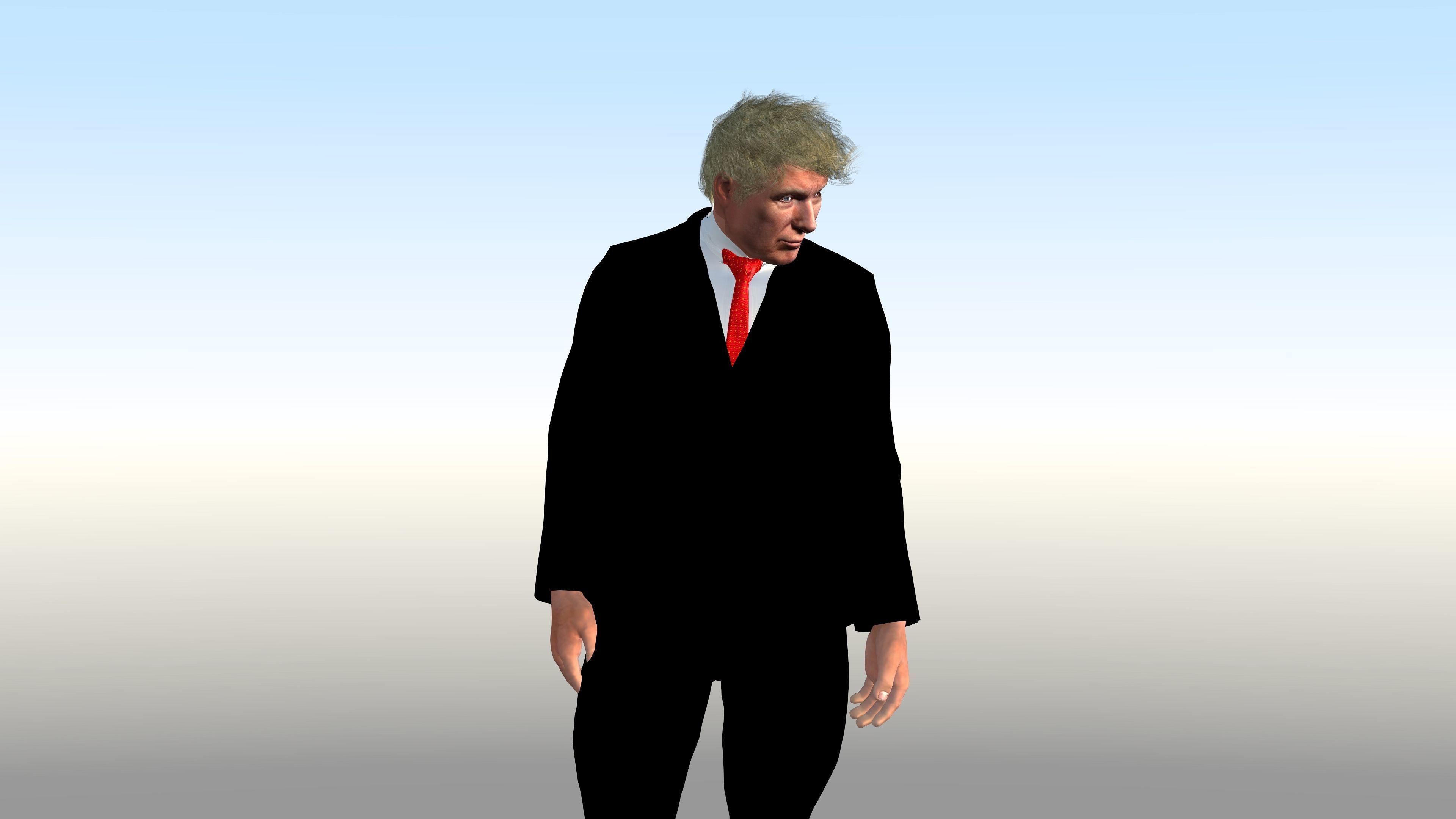 Donald Trump with Animation 3D model_5