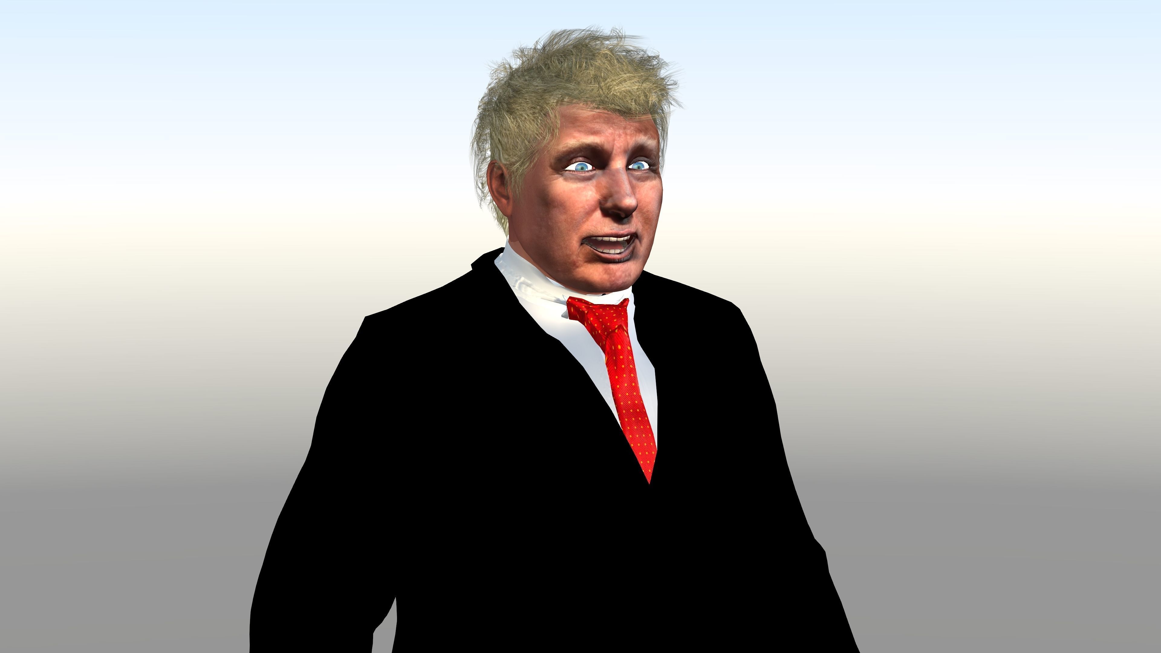 Donald Trump with Animation 3D model_7