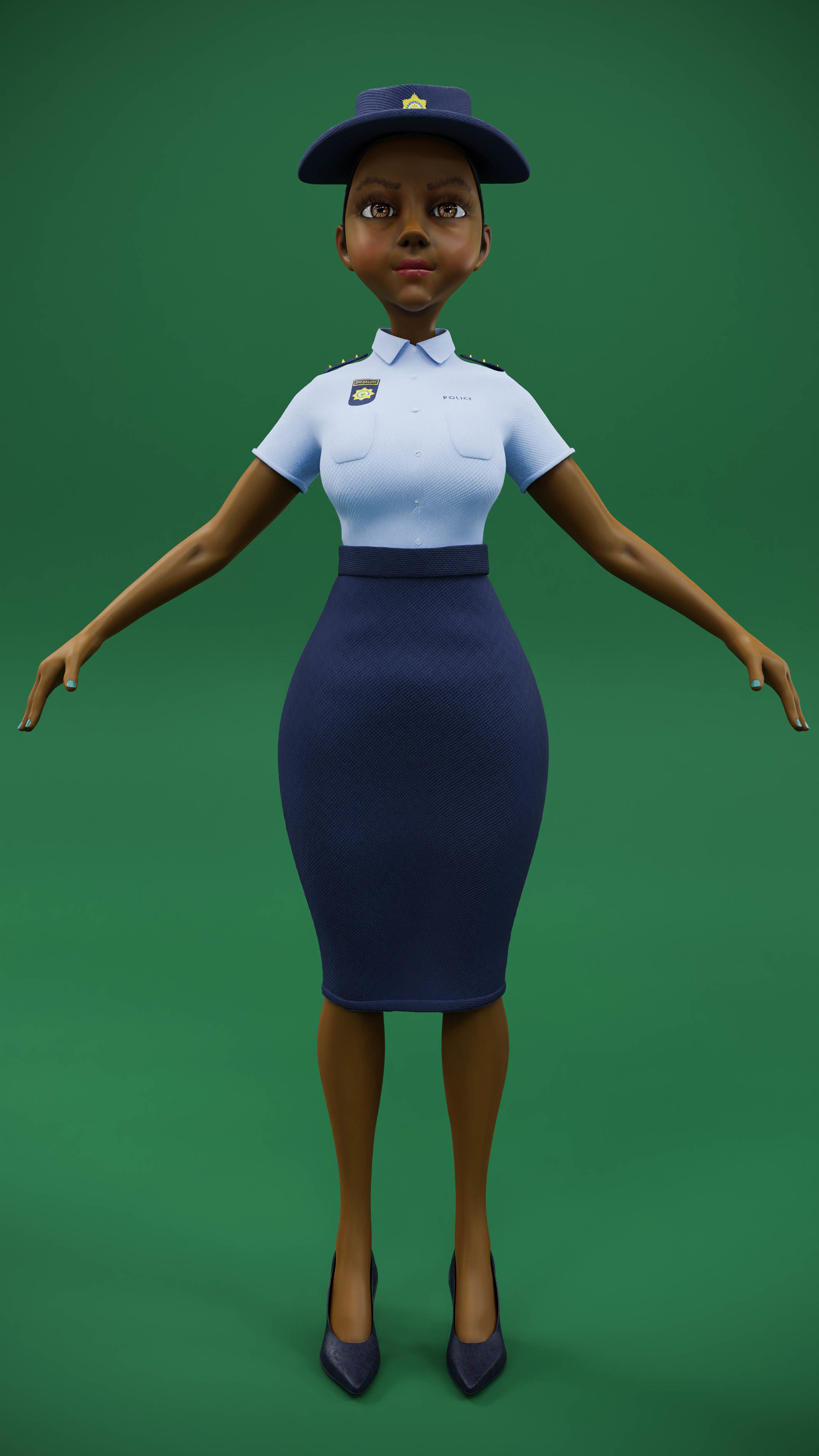 Lady Cop Police Female officer Rigged 3D model_14