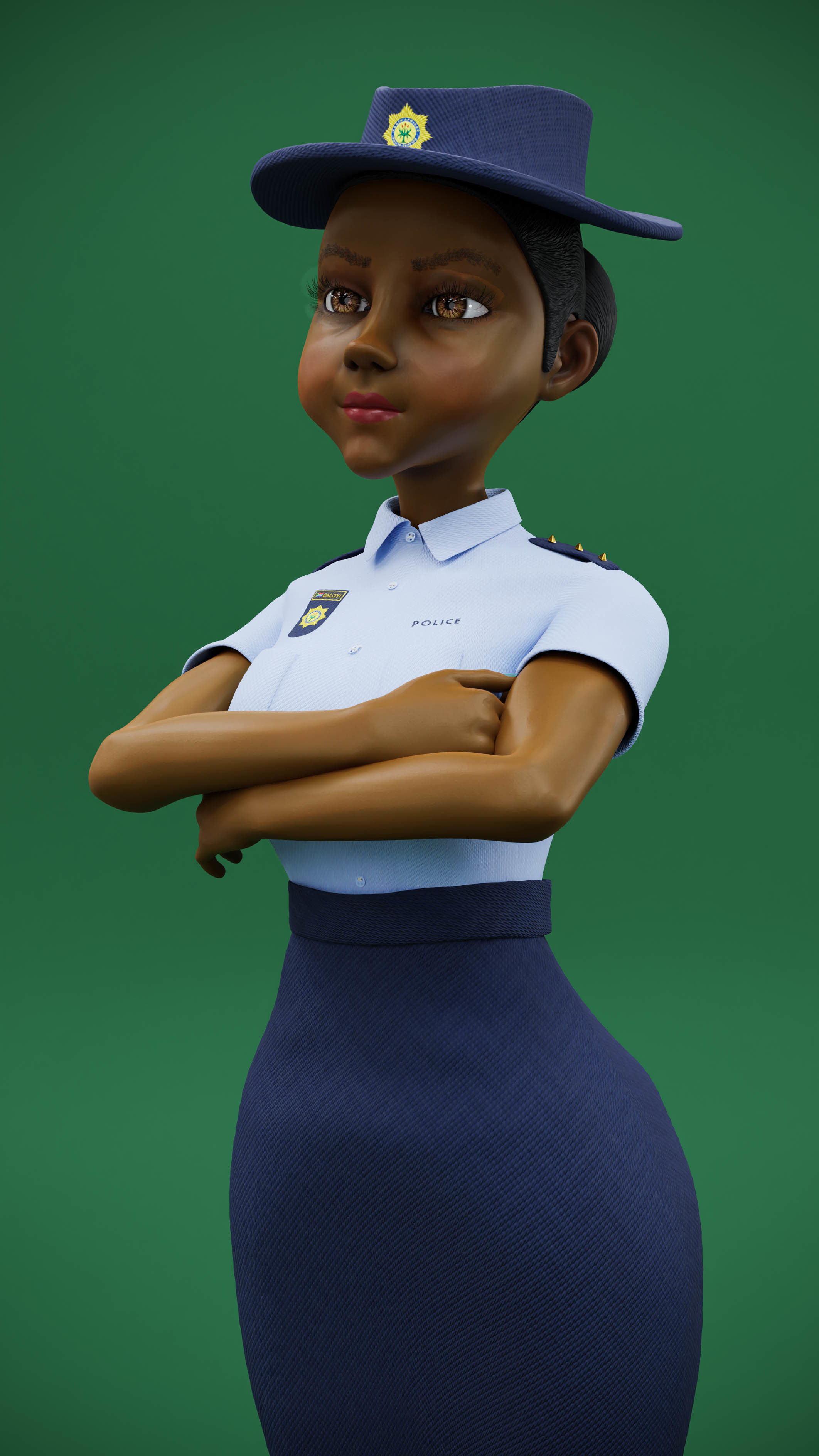Lady Cop Police Female officer Rigged 3D model_9