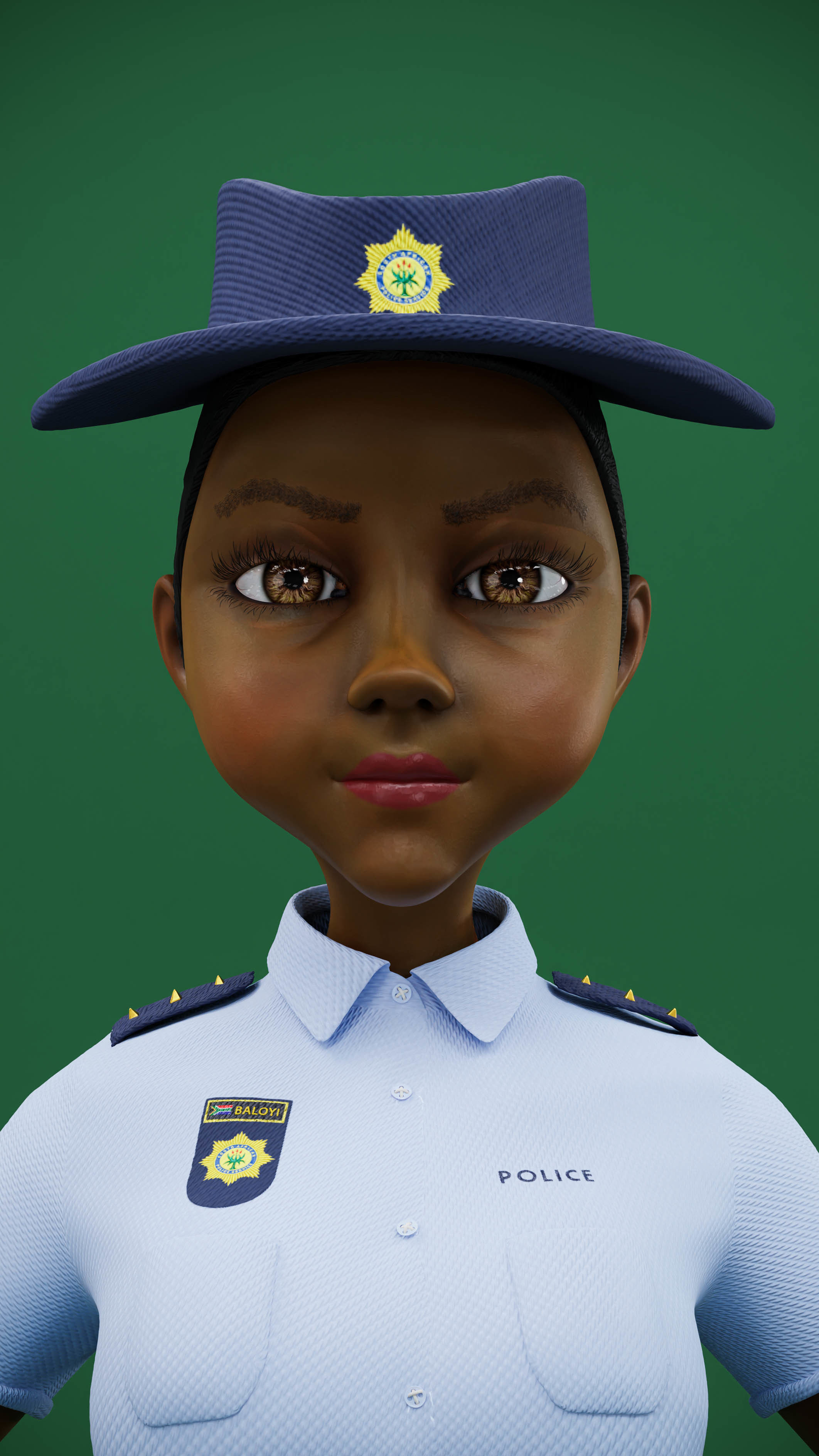 Lady Cop Police Female officer Rigged 3D model_1