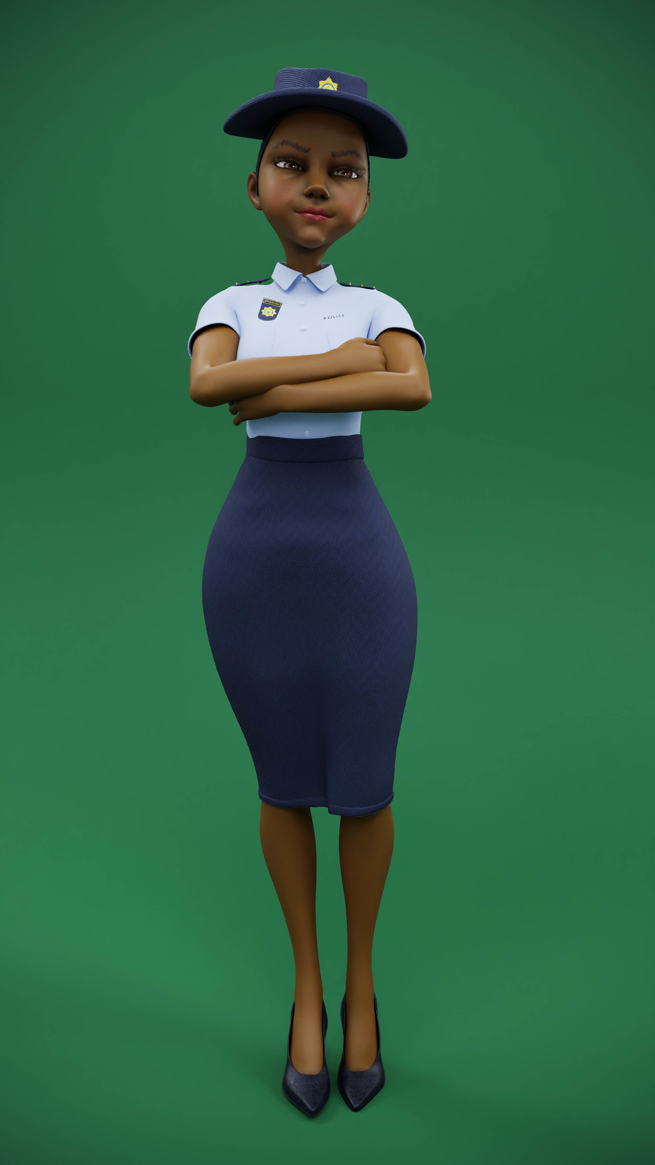 Lady Cop Police Female officer Rigged 3D model_13