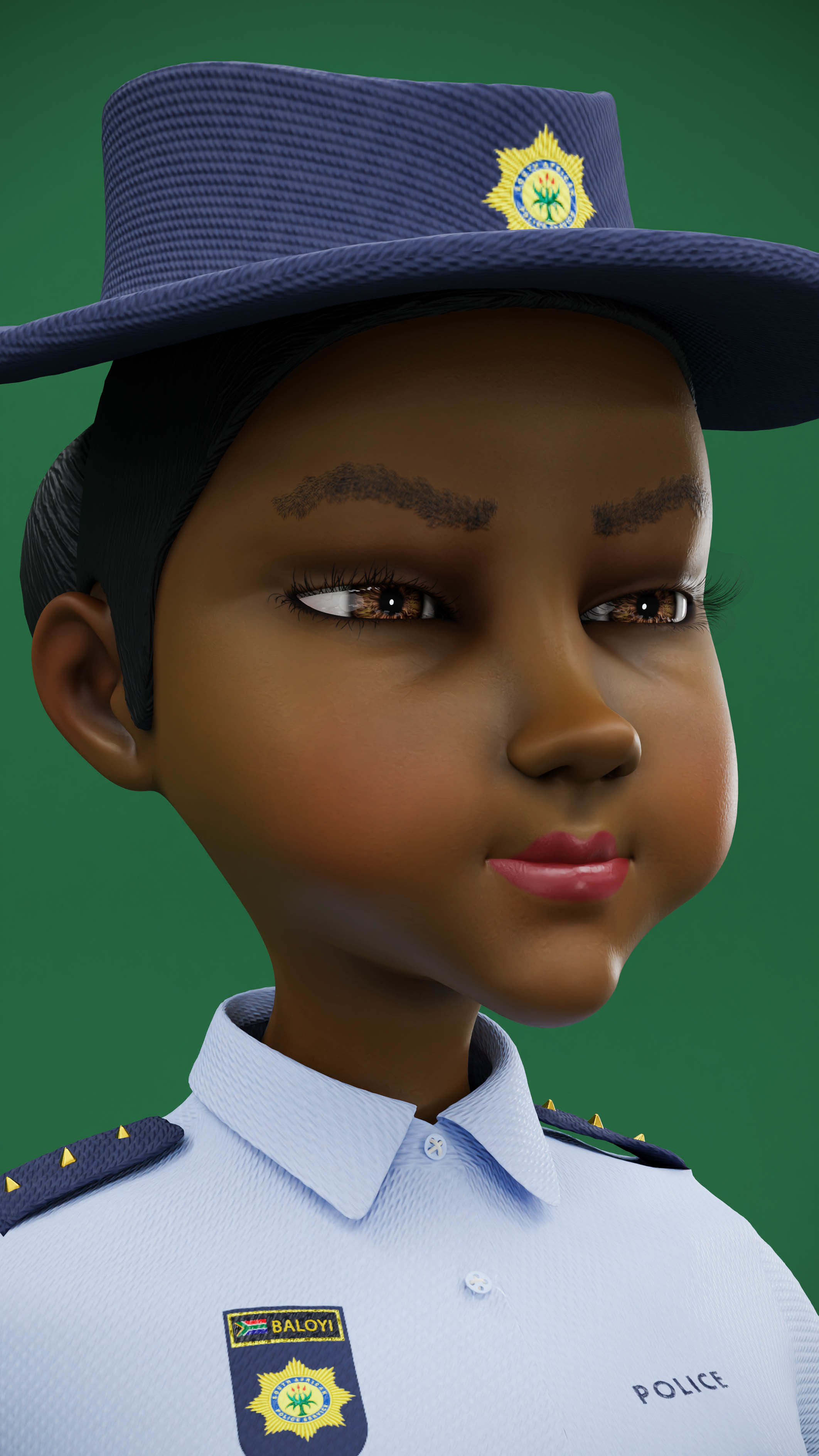Lady Cop Police Female officer Rigged 3D model_12