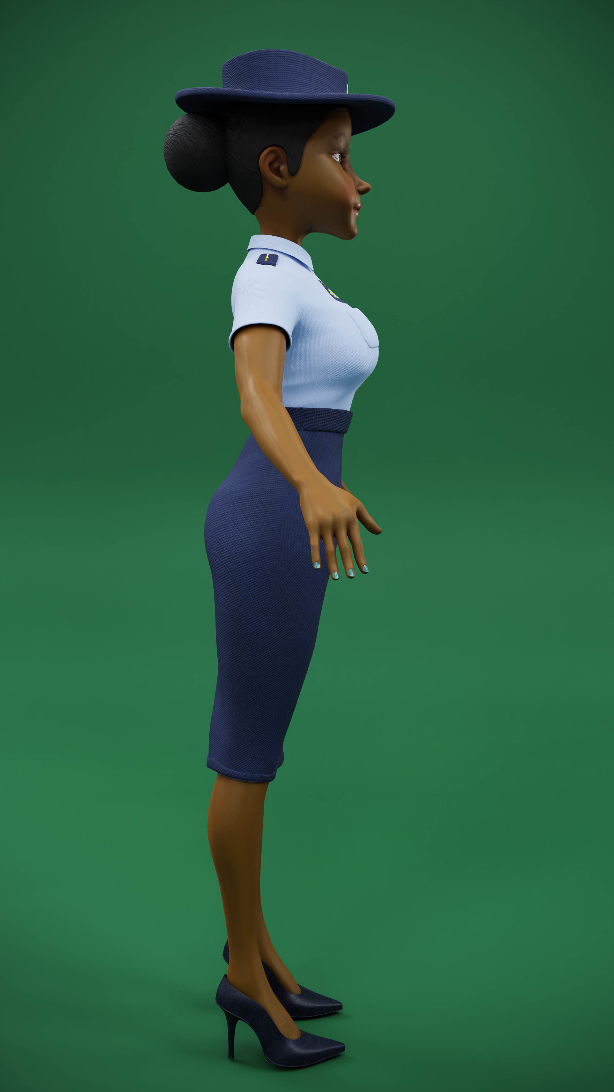 Lady Cop Police Female officer Rigged 3D model_15