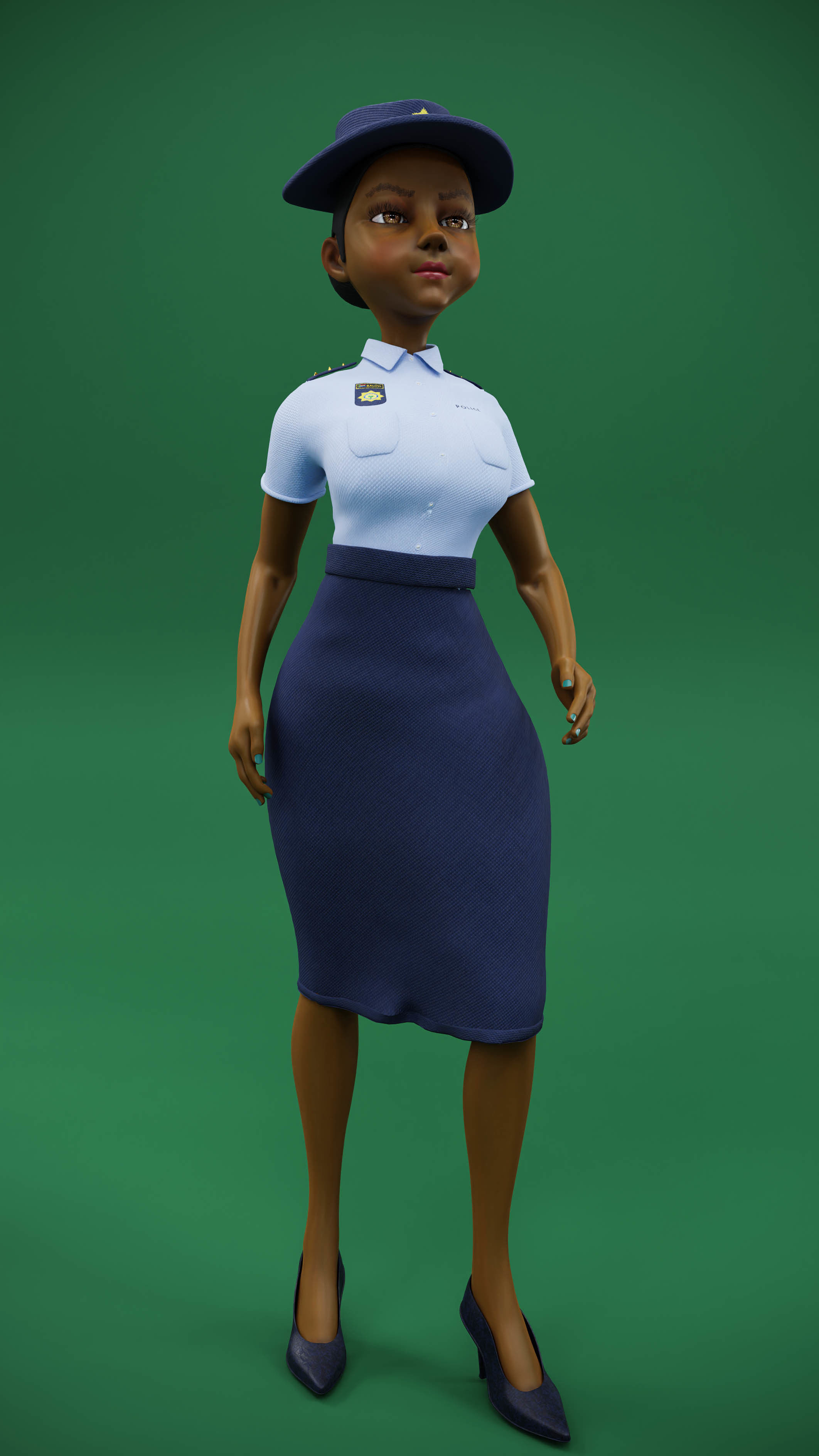 Lady Cop Police Female officer Rigged 3D model_5