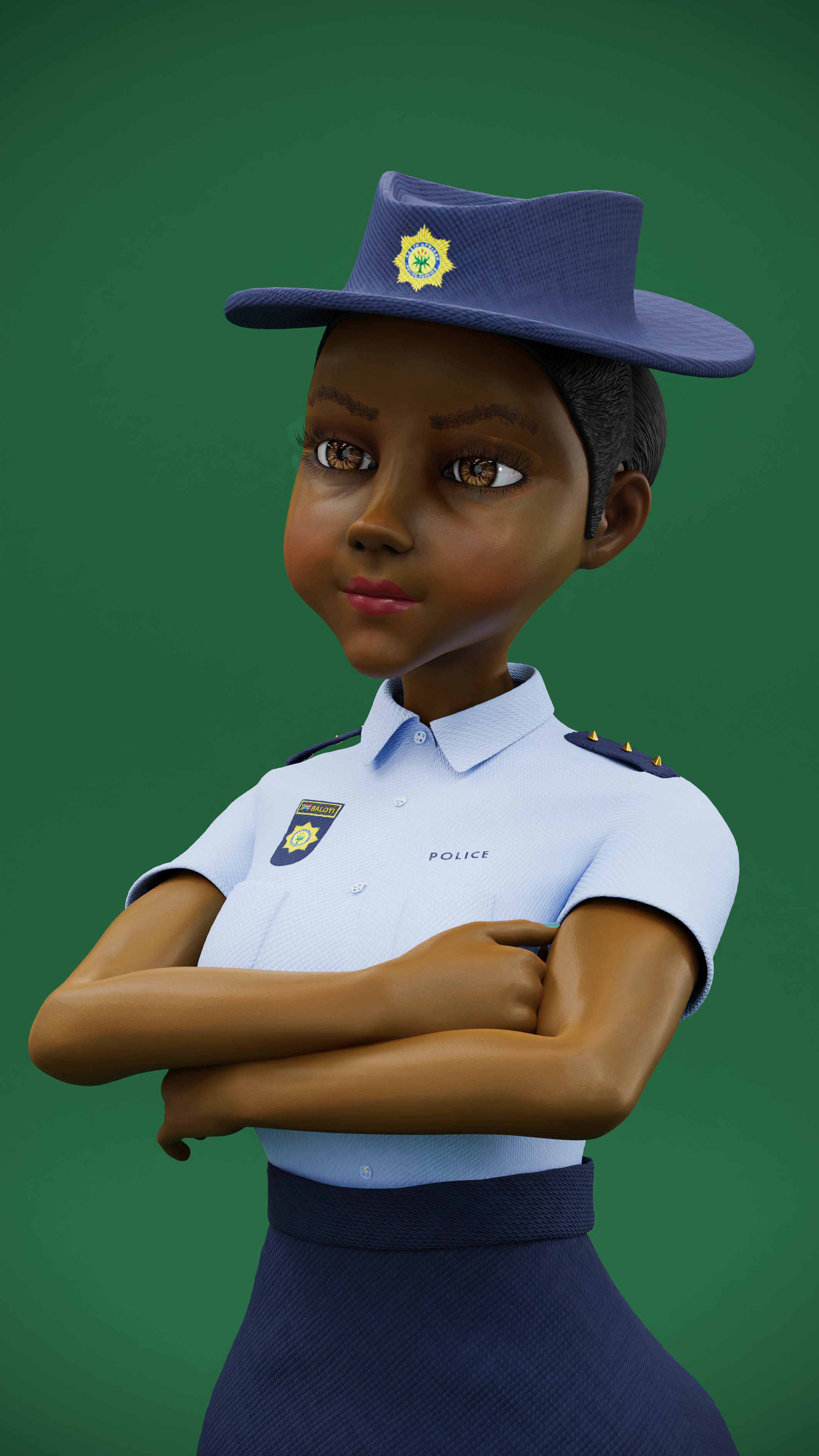 Lady Cop Police Female officer Rigged 3D model_8