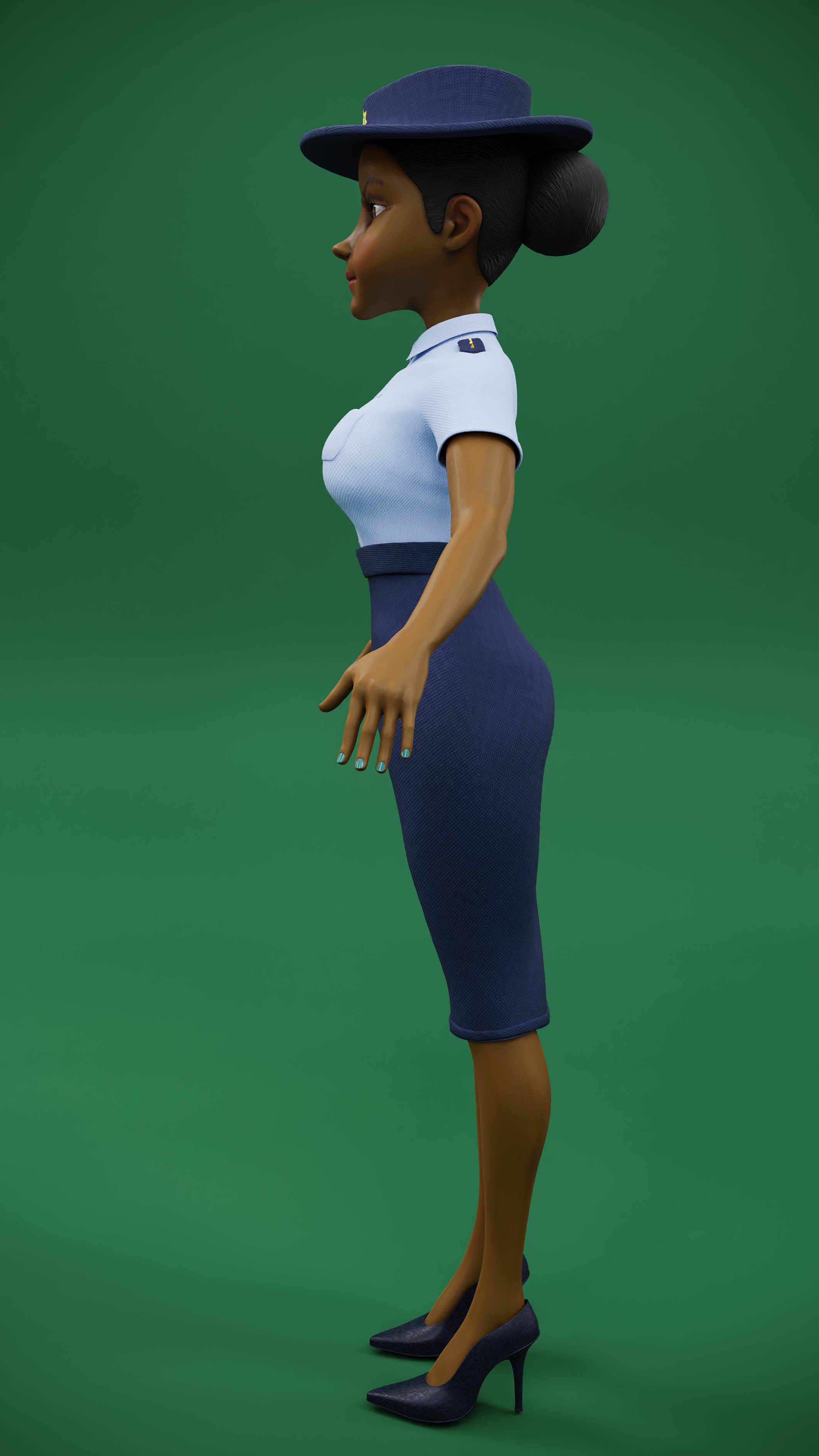 Lady Cop Police Female officer Rigged 3D model_17