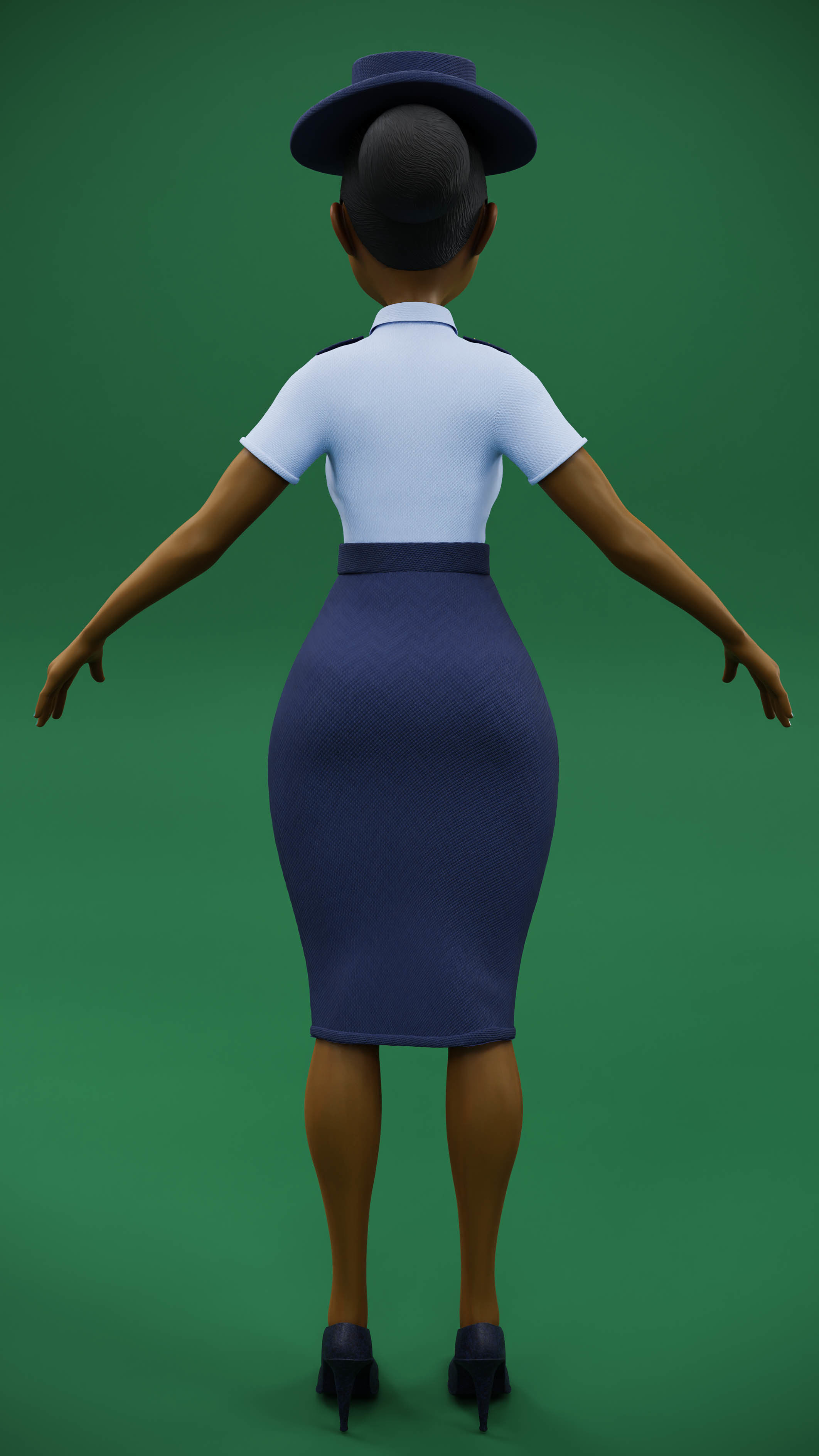 Lady Cop Police Female officer Rigged 3D model_16