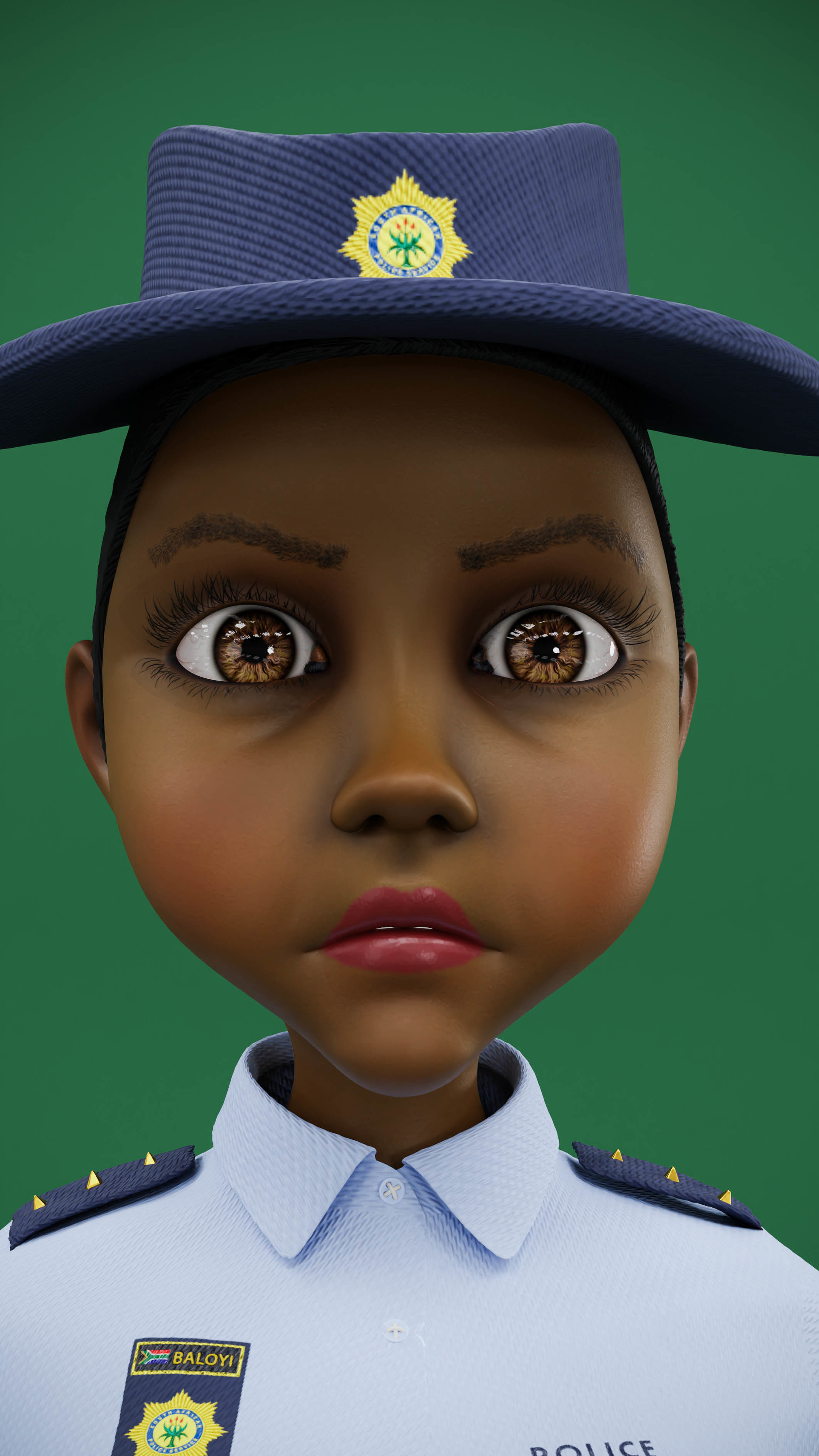 Lady Cop Police Female officer Rigged 3D model_10