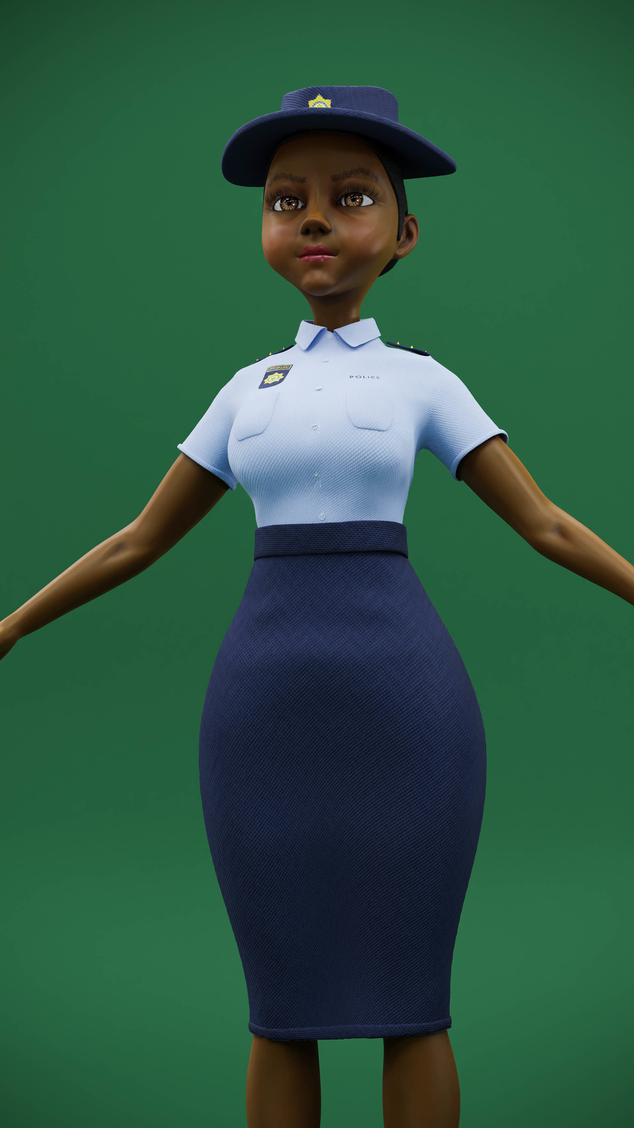 Lady Cop Police Female officer Rigged 3D model_3