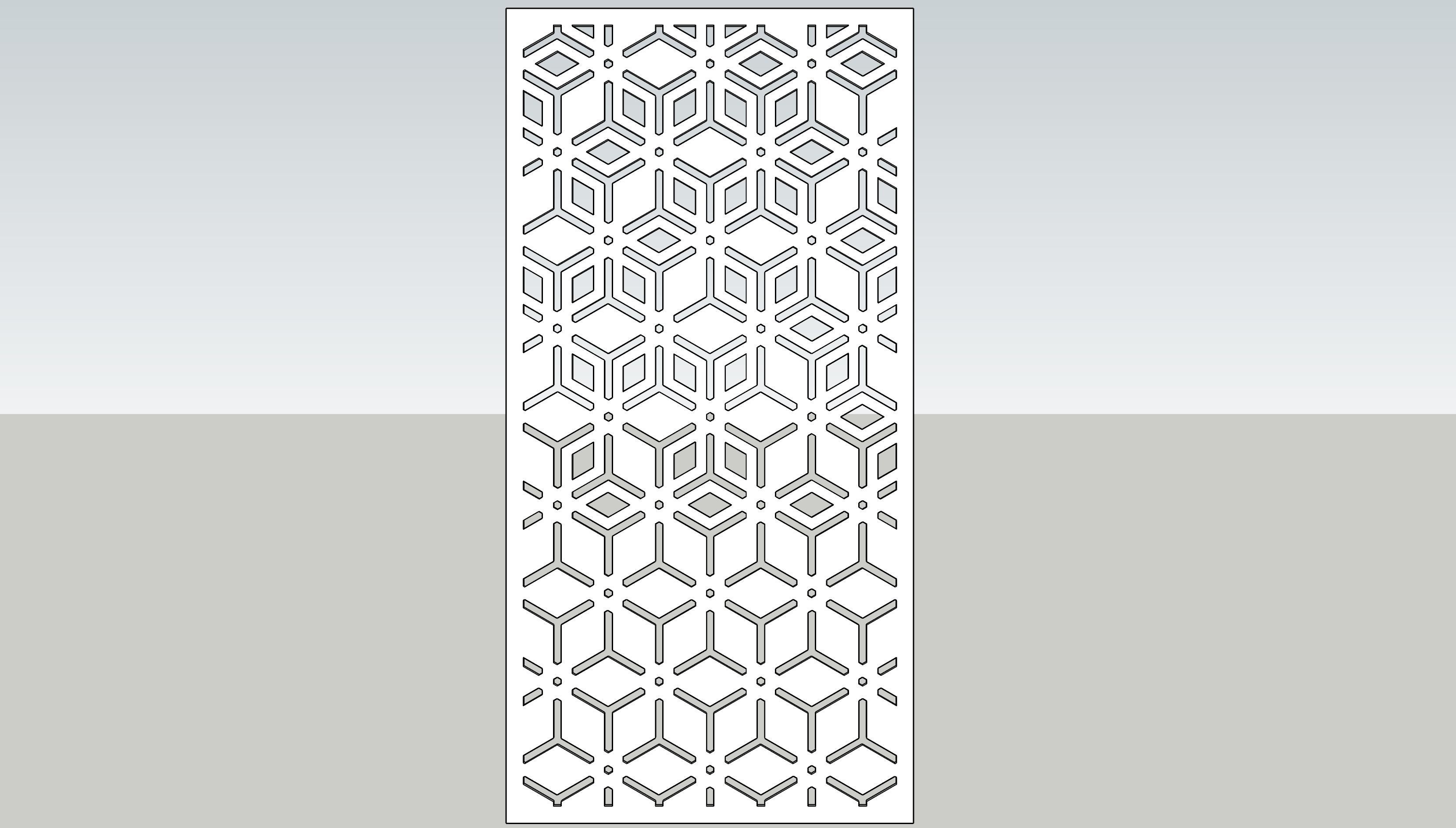 Partition metal screen with geometric patterns 3D model_2