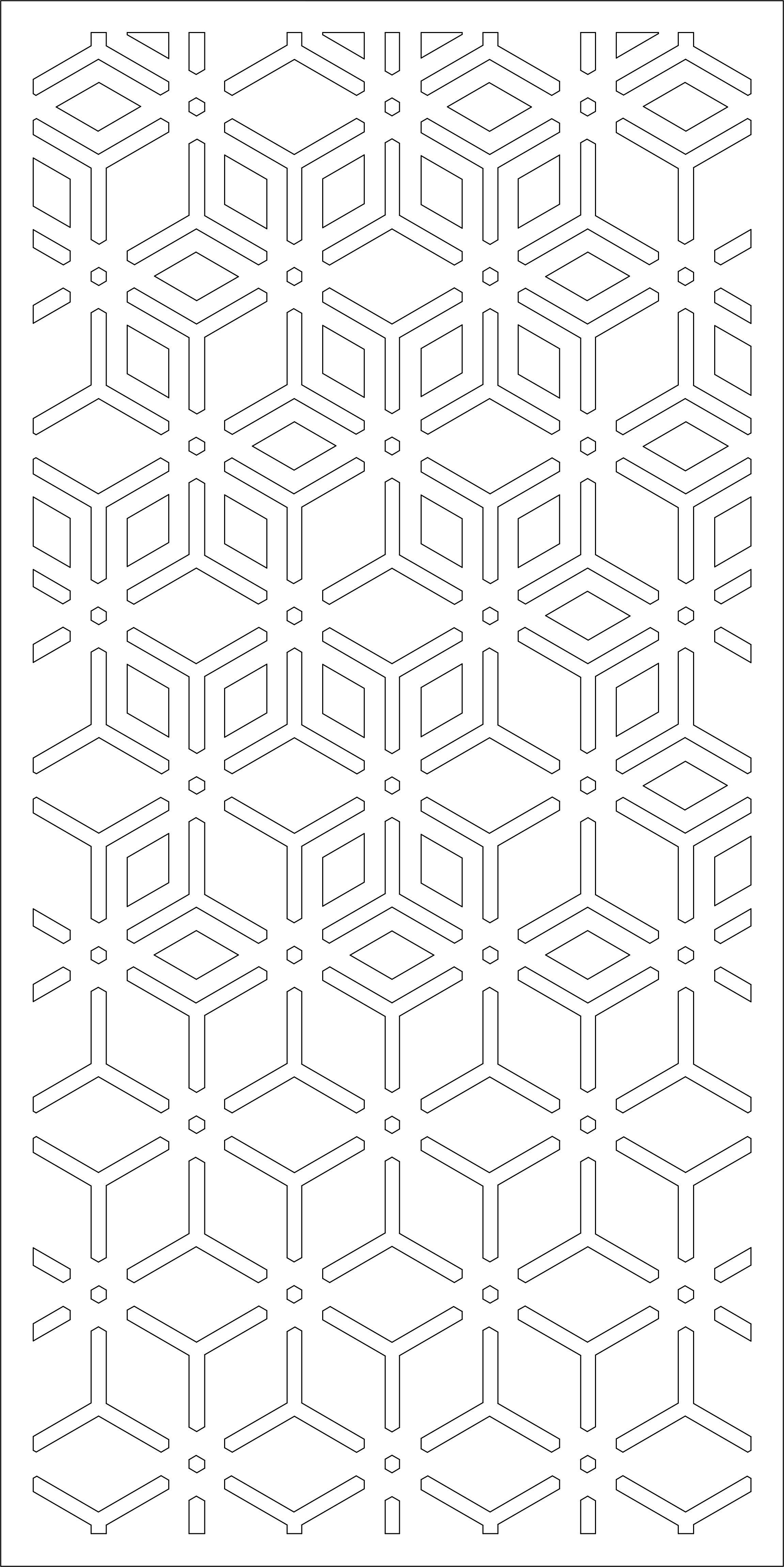 Partition metal screen with geometric patterns 3D model_3